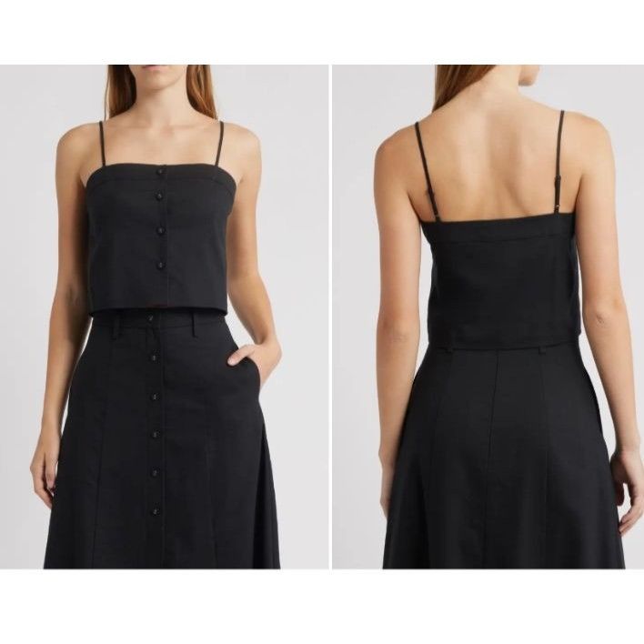 Other WAYF Women’s Linen Blend Cynthia Camisole, Black, Sz. M Size M / US 6-8 / IT 42-44 - 1 Thumbnail