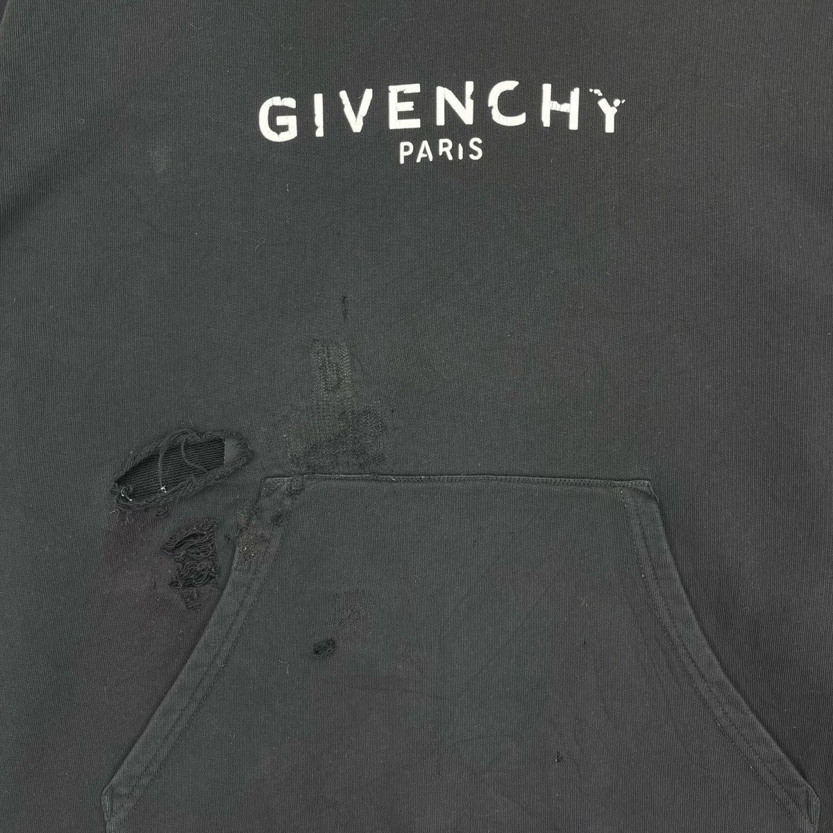 Givenchy Givenchy Paris Black Distressed Sweatshirt Hoodie Size US M / EU 48-50 / 2 - 7 Thumbnail
