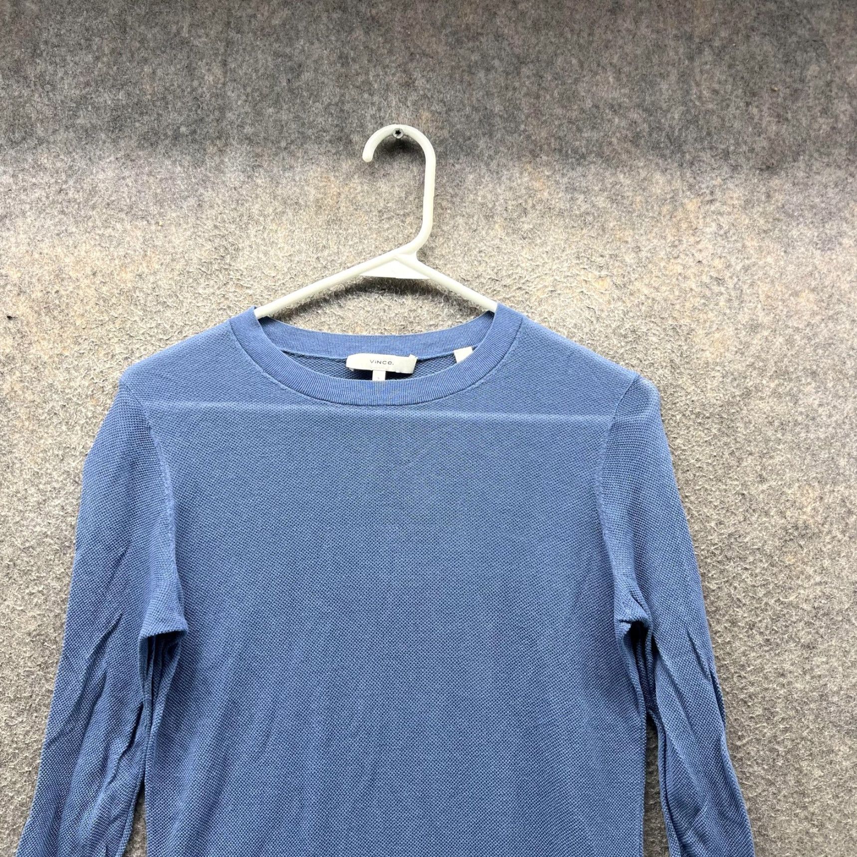 Vince Vince Sweater Womens Small Blue 100% Cotton Textured Crewneck Lightweight Pullover Knit Size S / US 4 / IT 40 - 3 Thumbnail