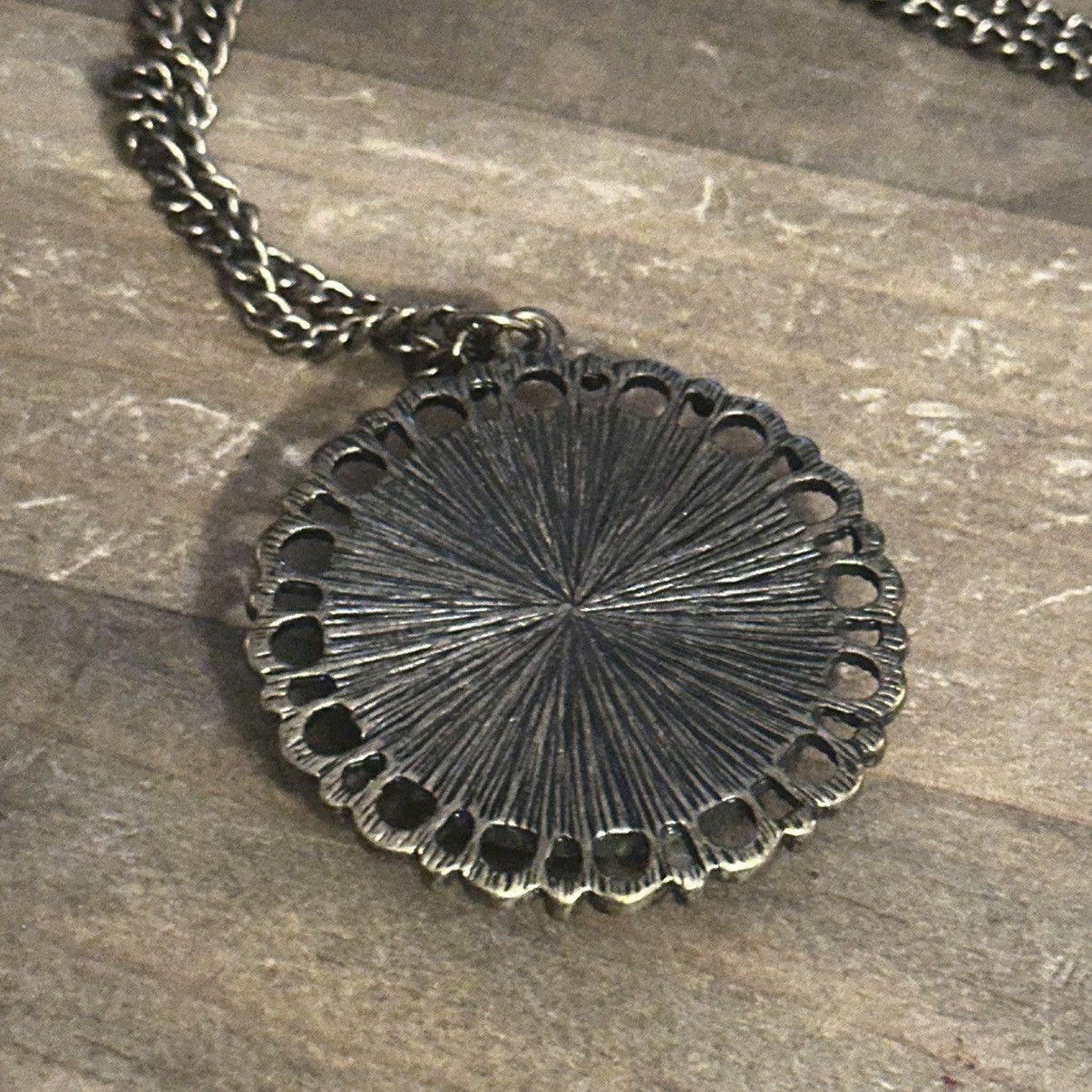 Other Bronze tone peacock feather print pendant necklace Size ONE SIZE - 5 Thumbnail