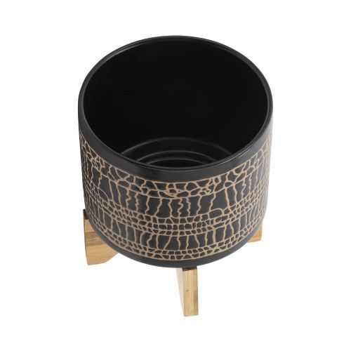 Designer × Homemade S/2 5/8" GLAZED PLANTER W/ STAND, BLACK Size US L / EU 52-54 / 3 - 5 Thumbnail