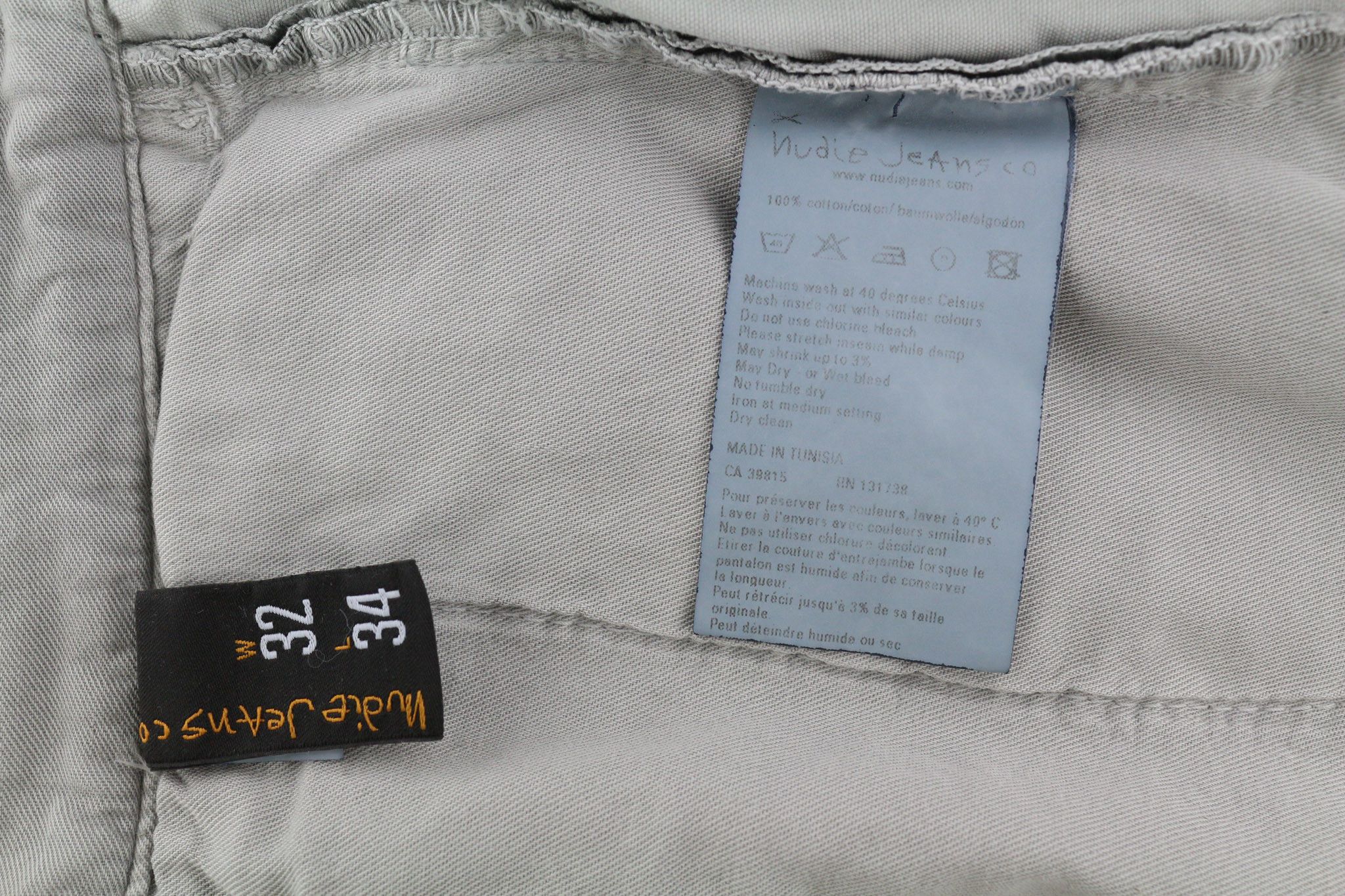 Nudie Jeans KHAKI REGULAR W32/L34 Organic Cotton Moon Dust 82568 Size US 32 / EU 48 - 6 Thumbnail