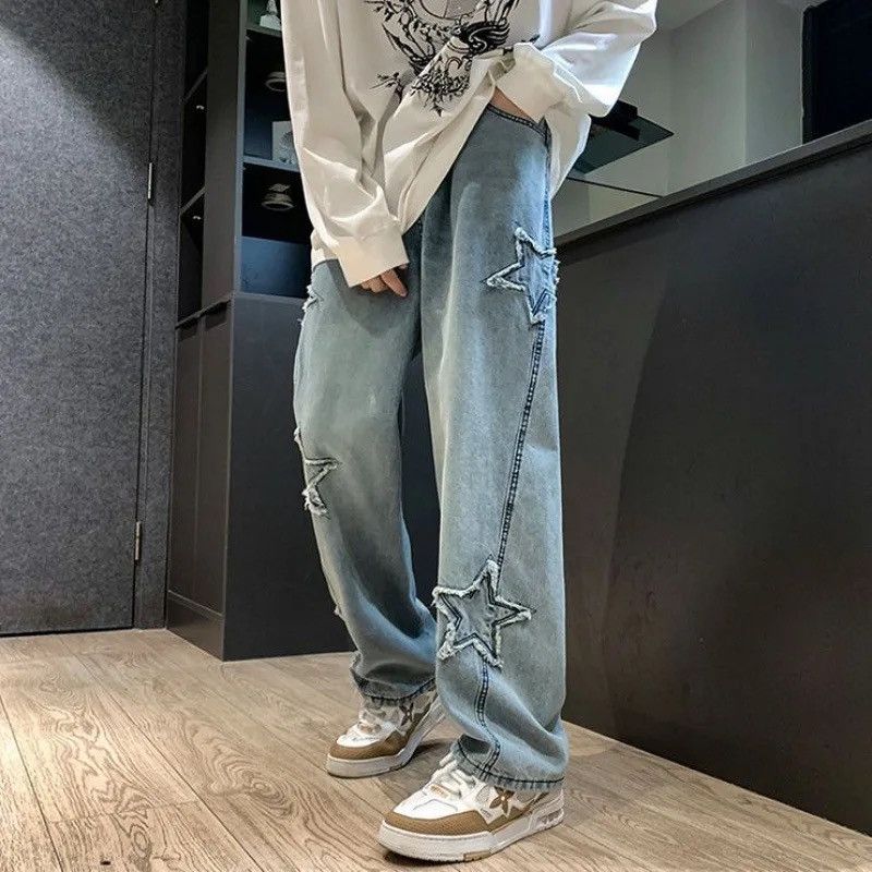 Japanese Brand × Vintage Star Embroidered Fashion Loose Jeans Size US 27 - 1 Thumbnail