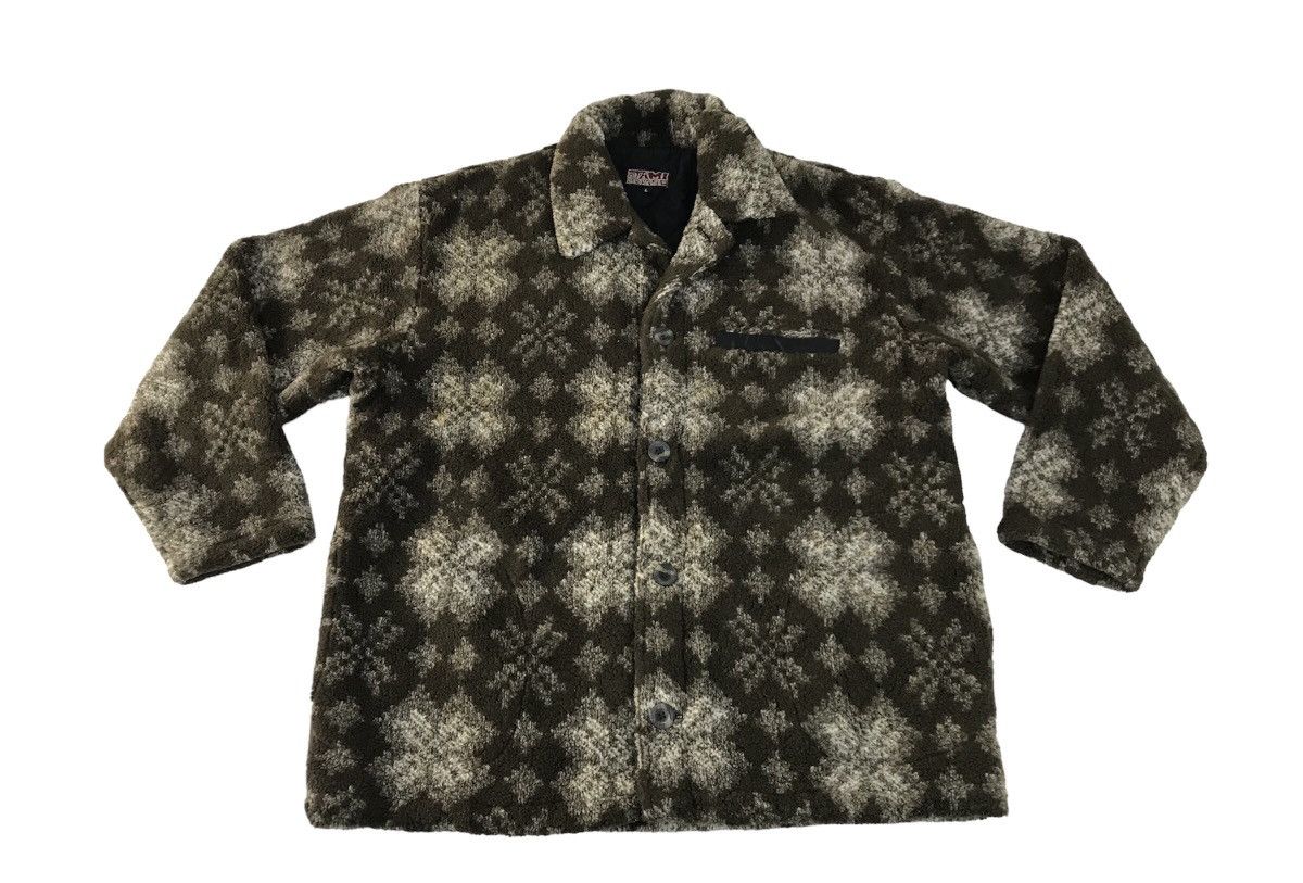 Jami Island Wool Fluffy Jacket Floral Design Button Style - www 