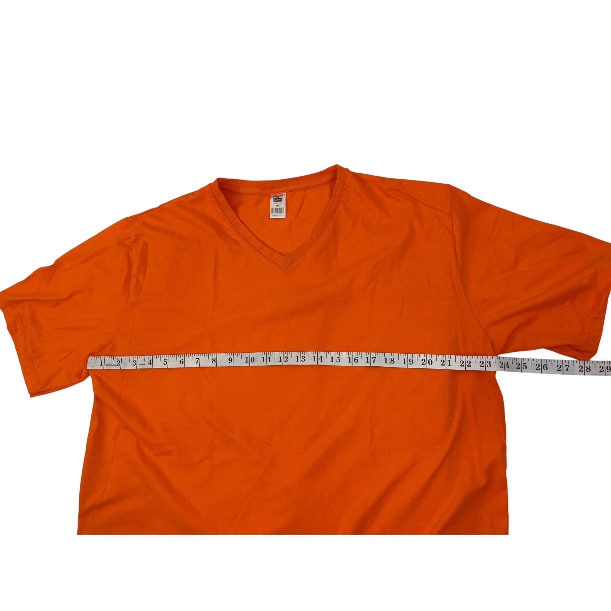 Other Trigema Mens Orange V-Neck T-Shirt 2XL Deluxe 100% Cotton Ma Size US XXL / EU 58 / 5 - 5 Thumbnail