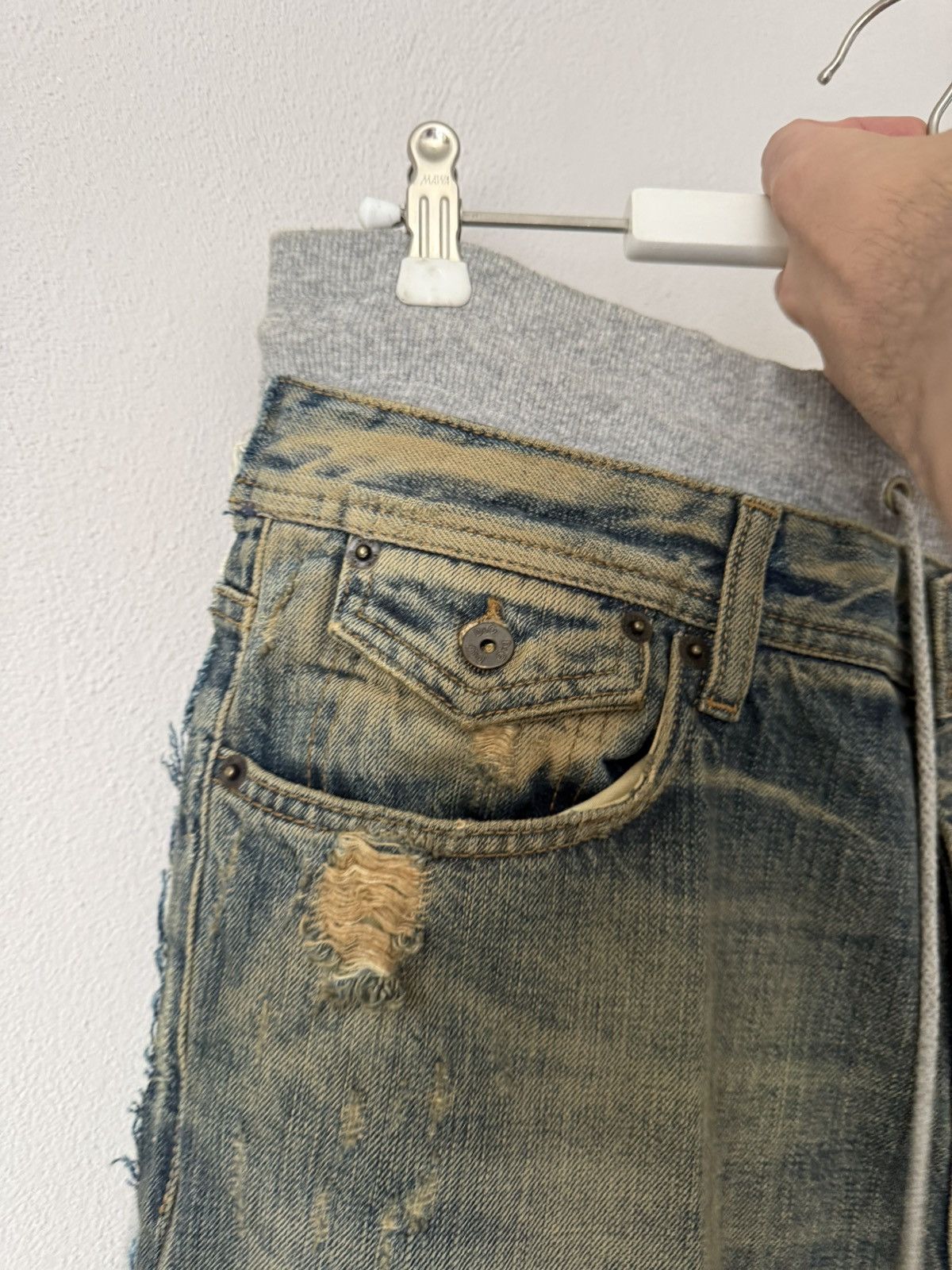 Dolce & Gabbana Distressed Hybrid Denim Sweatpants with Raw Edges Size US 34 / EU 50 - 6 Thumbnail