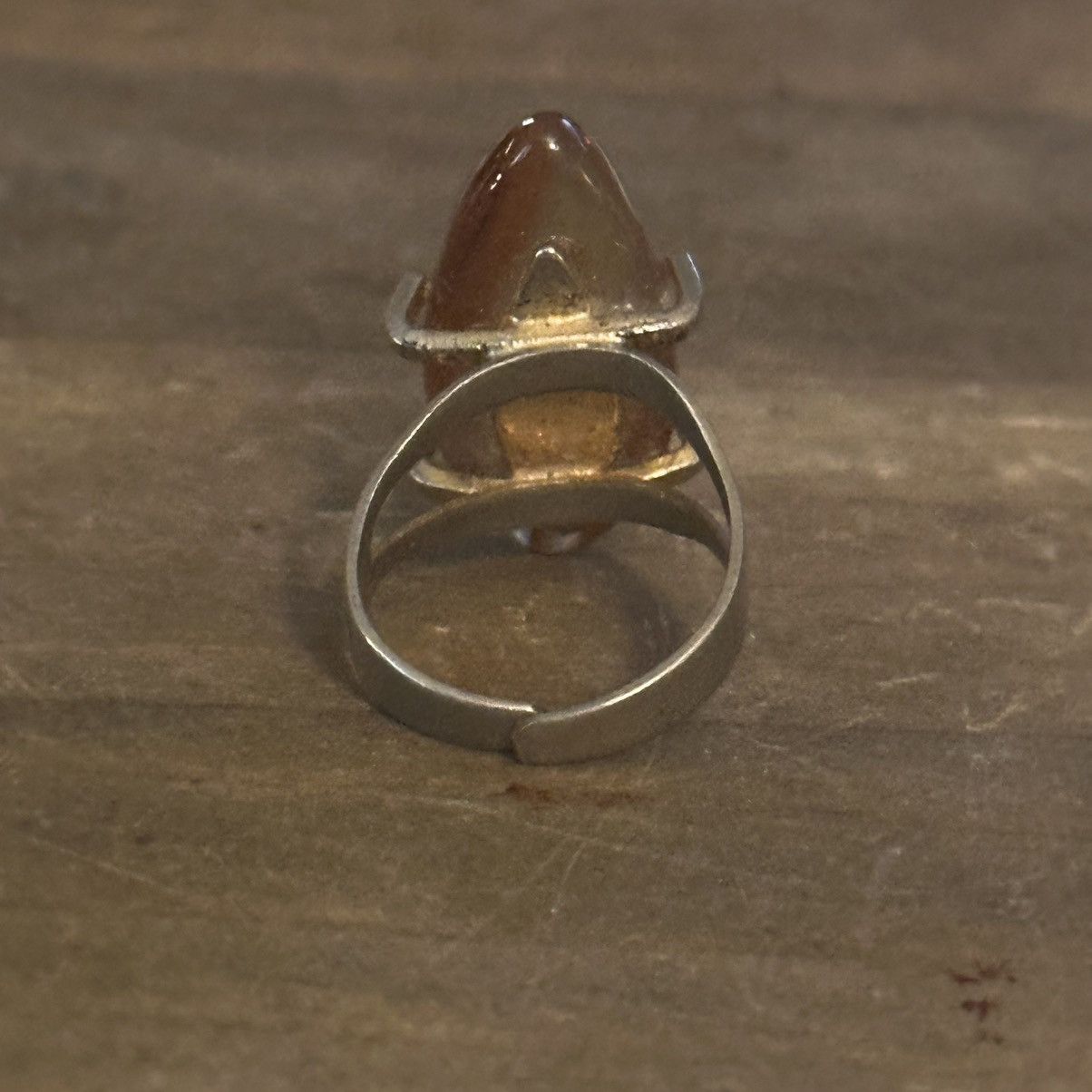 Vintage Vintage silver tone brown agate marquise ring Size ONE SIZE - 5 Thumbnail