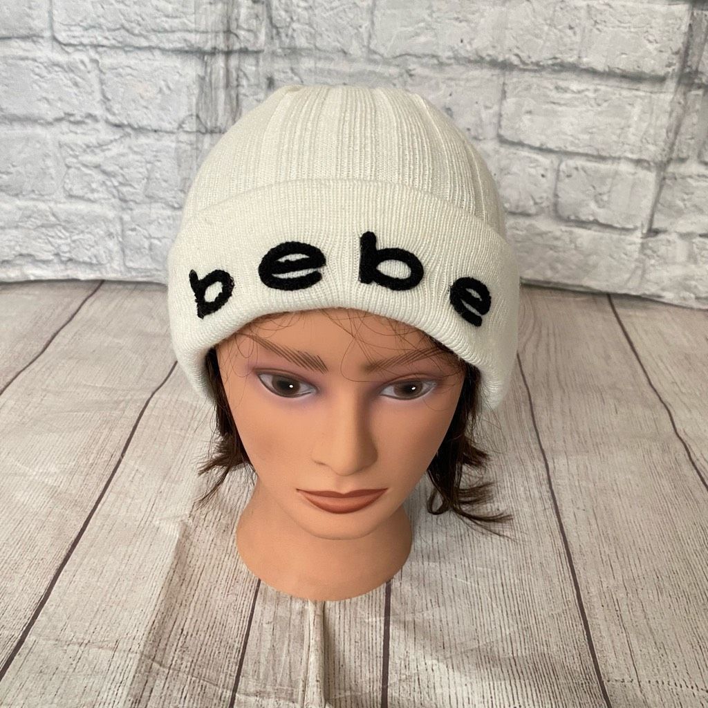Bebe Bebe women OS Winter beanie and scarf white w/black writing Size ONE SIZE - 9 Thumbnail