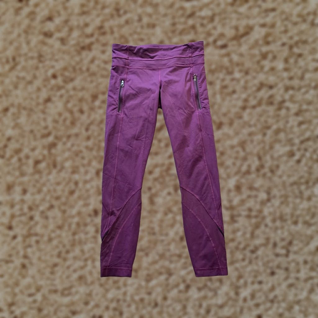 Lululemon Lululemon Leggings Womens Size 6 Purple Inspire II Cropped Casual Athletic Activewear Yoga Tights Skinny Inseam 26 in Magenta Pattern Solid Size 28" / US 6 / IT 42 - 1 Thumbnail