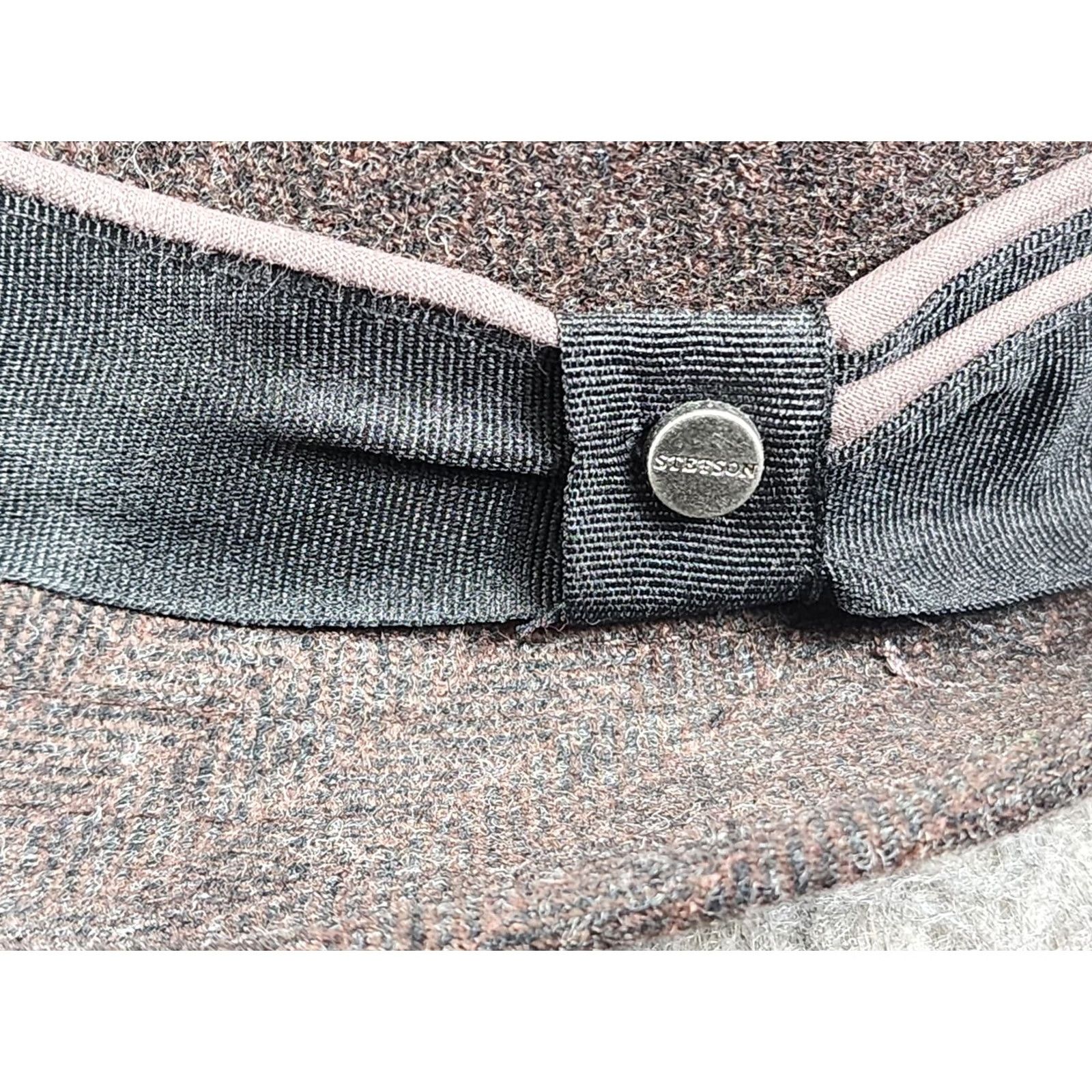 Stetson Stetson Fedora Hat Brown Polyester Tweed Herringbone Size L/X-Large Men Classic Style Size ONE SIZE - 3 Thumbnail