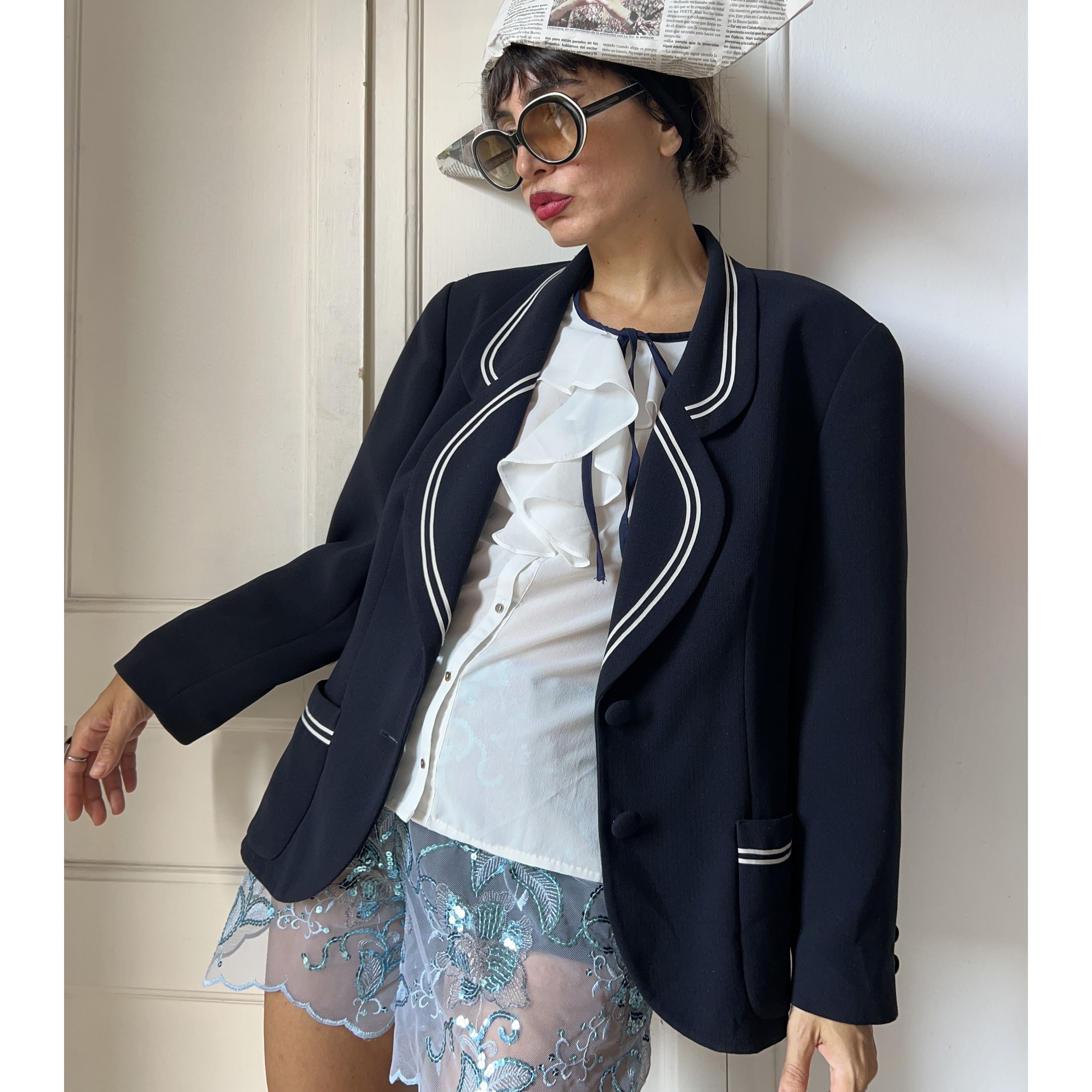 Vintage Vintage 80s navy blue Sailor Blazer Size 4XL / US 24-26 - 6 Thumbnail