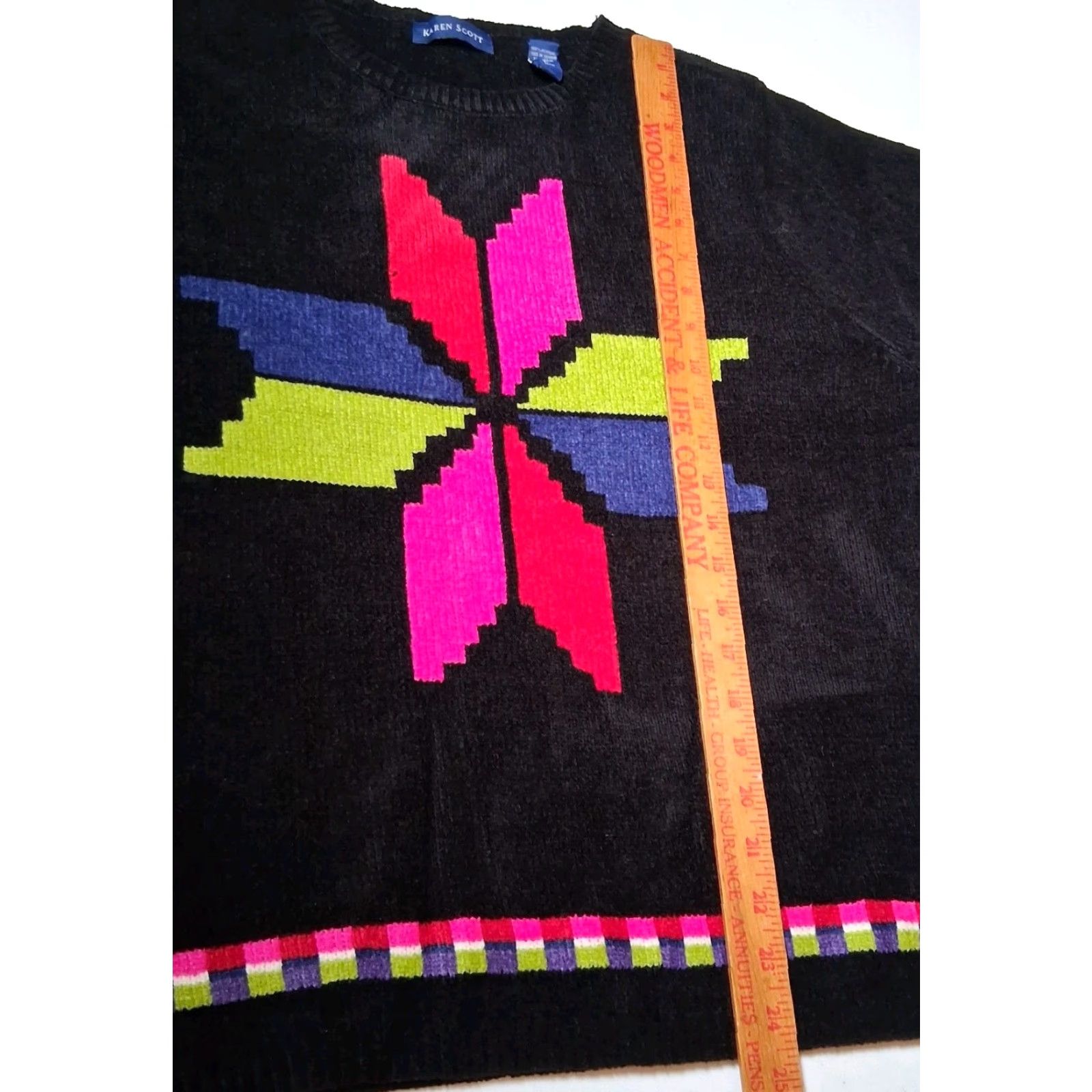 Vintage VINTAGE Karen Scott Sweater Pullover Women’s L Black Quilted Knit Retro Y2K Size L / US 10 / IT 46 - 5 Thumbnail