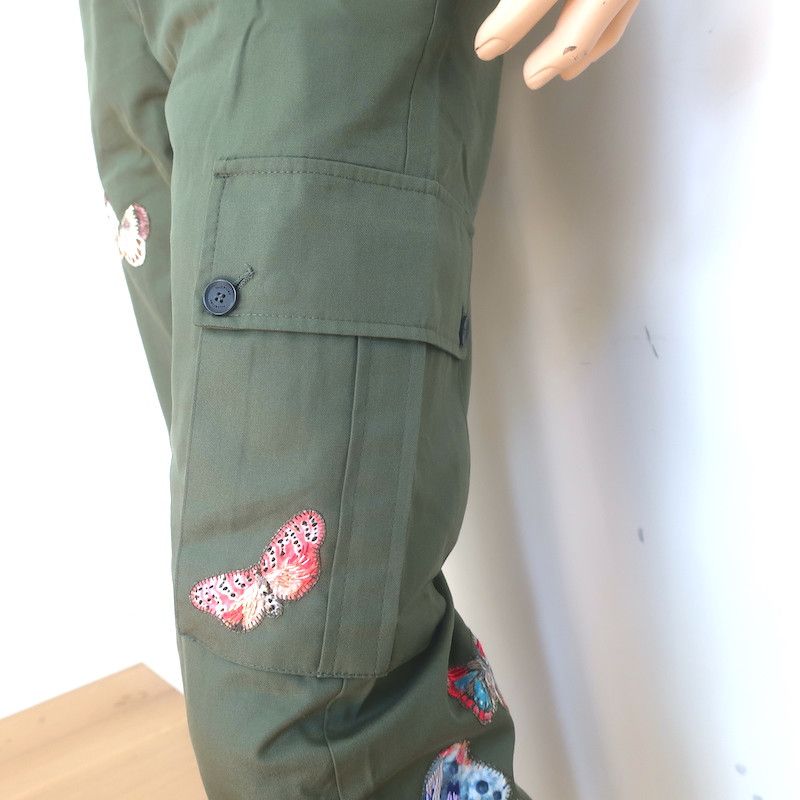 Valentino Valentino Butterfly-Embroidered Cargo Pants Green Size 46 Size US 30 / EU 46 - 3 Thumbnail