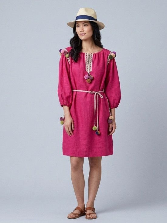 Handmade Handmade Pink 100% Raw Silk Ethnic Boho Tunic Dress - M/L Size M / US 6-8 / IT 42-44 - 10 Thumbnail