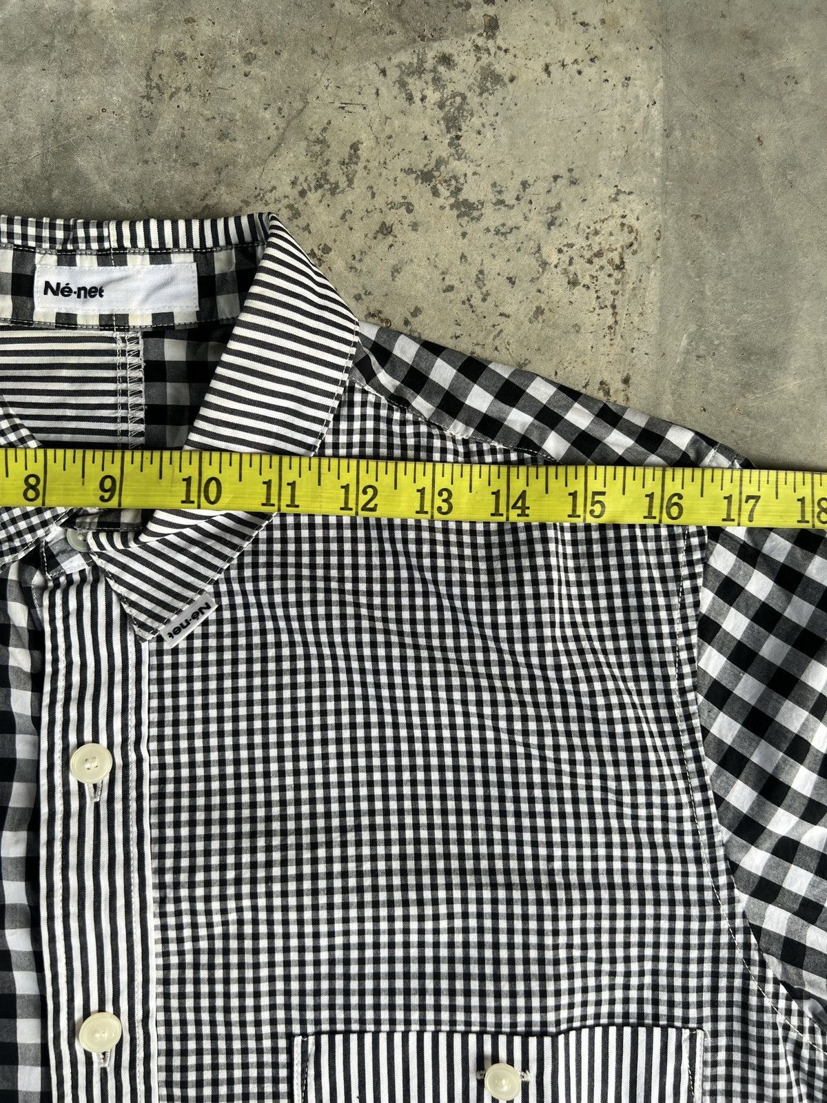 Issey Miyake × Japanese Brand × Ne-Net Ne-net X Issey Miyake Checked Patchwork Shirt Size US M / EU 48-50 / 2 - 11 Thumbnail