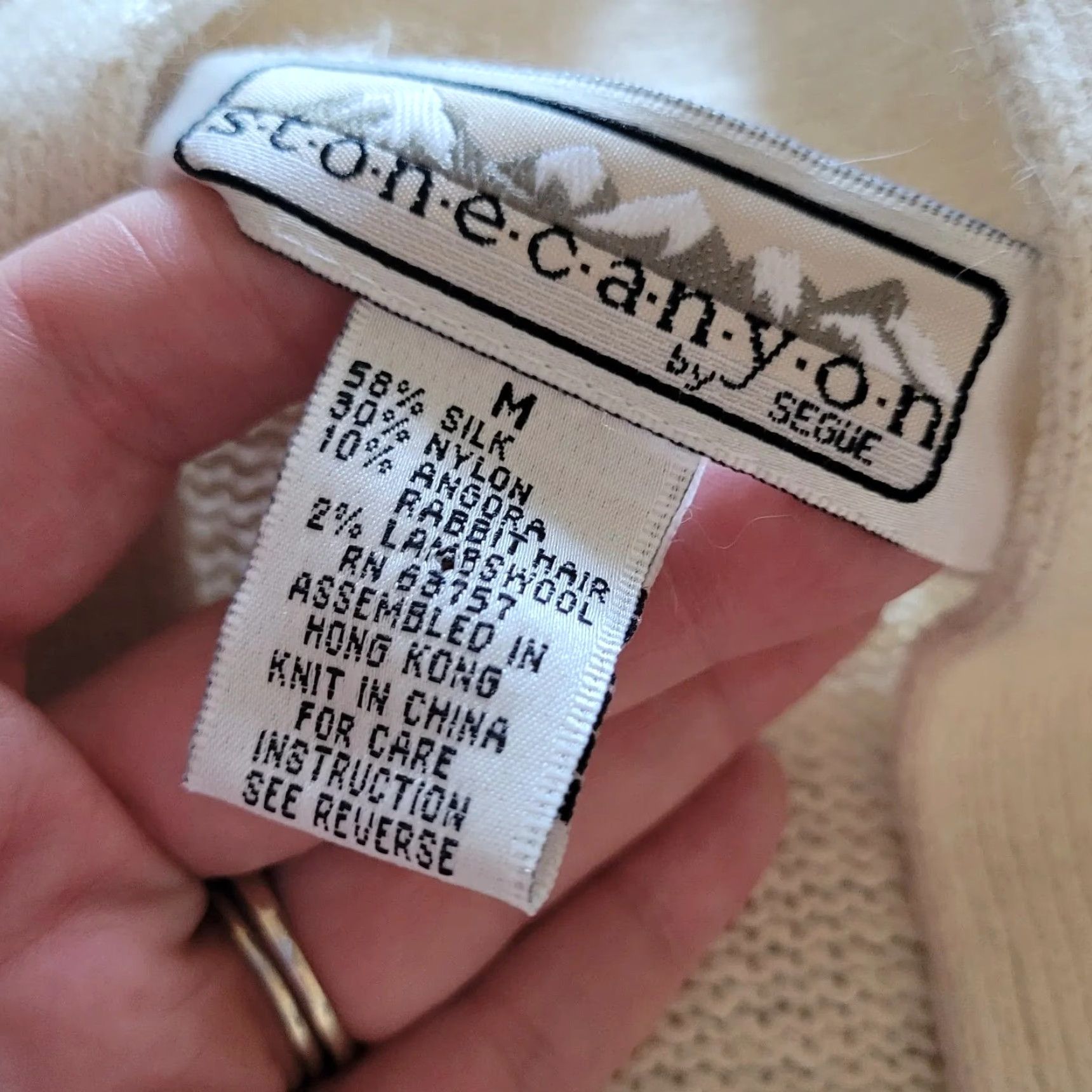 Vintage Stone Canyon Cardigan Sweater Womens Medium White Argyle Angora Silk 80s Size M / US 6-8 / IT 42-44 - 6 Thumbnail