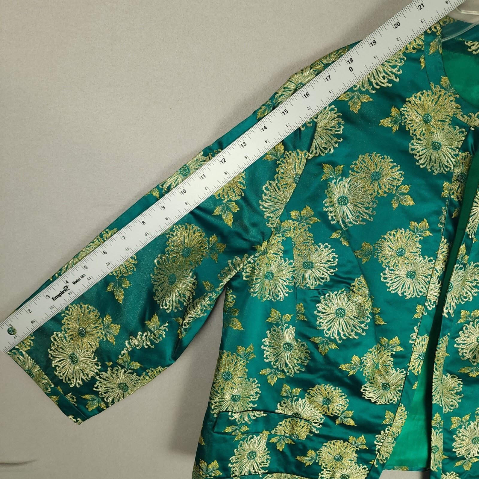 Vintage Ying Tai Ltd Green/Gold Chinese Floral Dress w/Jacket Size S / US 4 / IT 40 - 9 Thumbnail