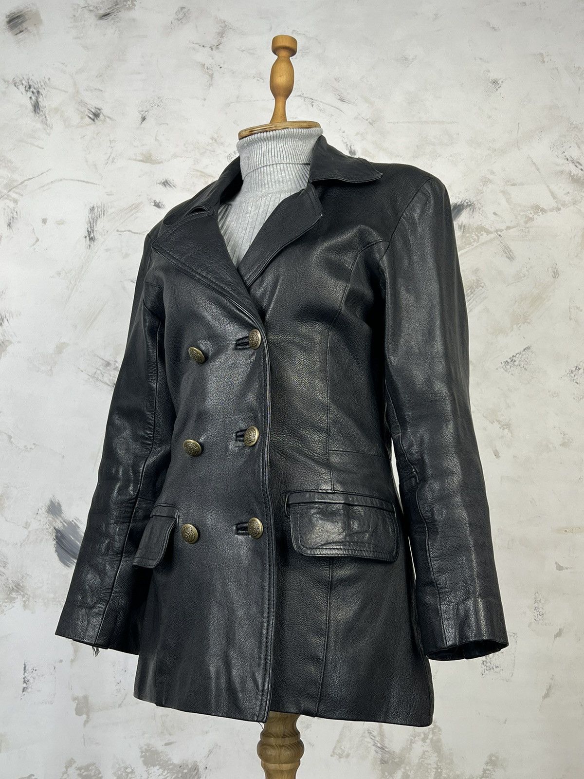 Vintage Spirit of America Leather Double Breasted Jacket S - M Size M / US 6-8 / IT 42-44 - 1 Thumbnail