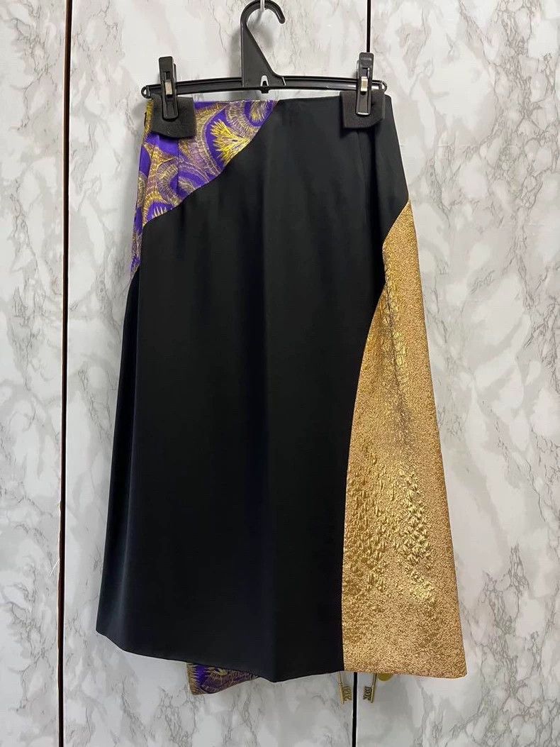 Dries Van Noten Dries Van Noten size:36 Rare yellow and purple patchwork s Size 35" - 2 Thumbnail