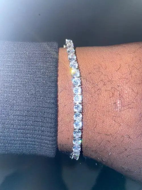 Other Silver Color 3MM AAA Cubic Zirconia Tennis Chain Bracelet Size ONE SIZE - 4 Thumbnail