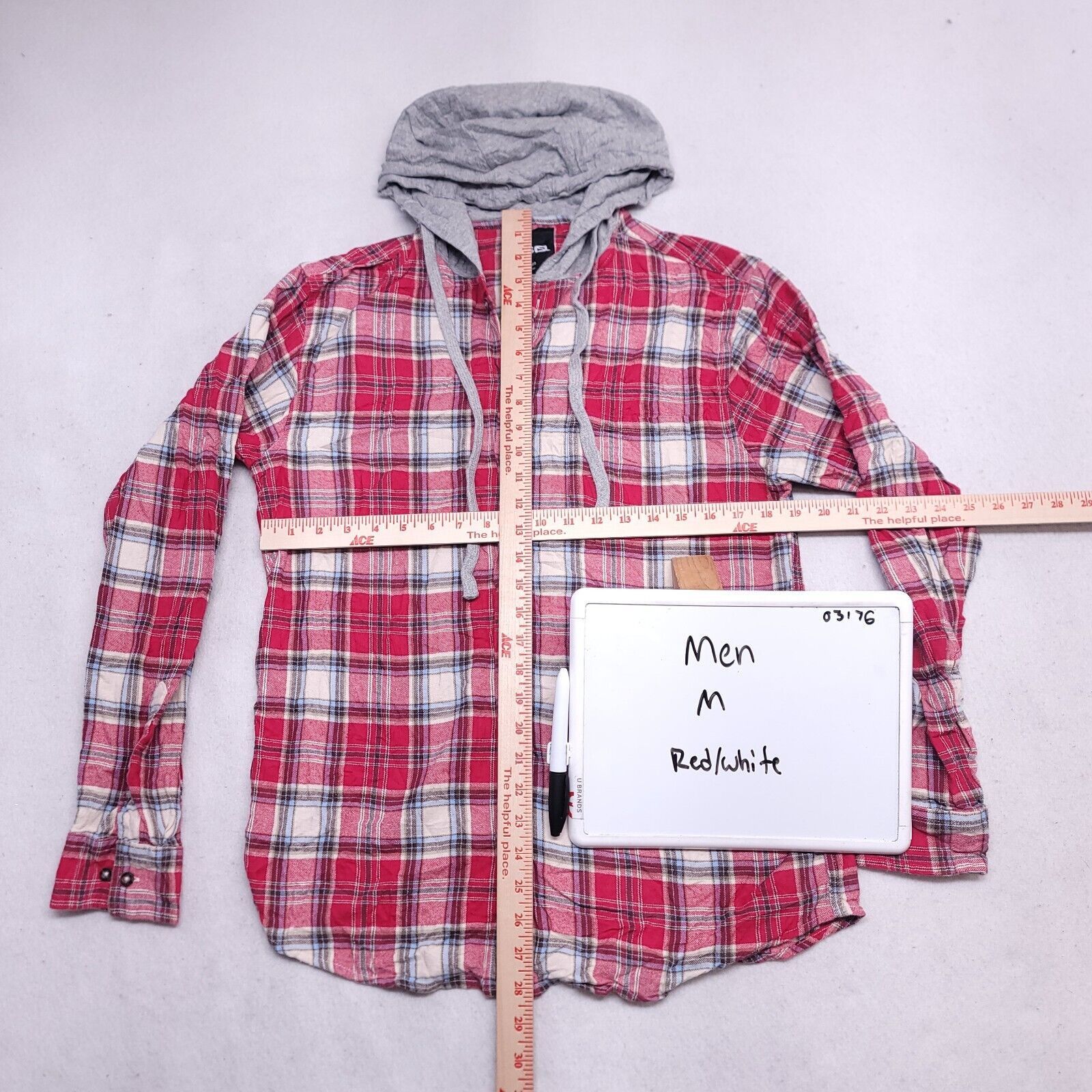 Rsq RSQ Casual Button Up Hoodie Mens Size Medium M Red Plaid Size US M / EU 48-50 / 2 - 6 Thumbnail