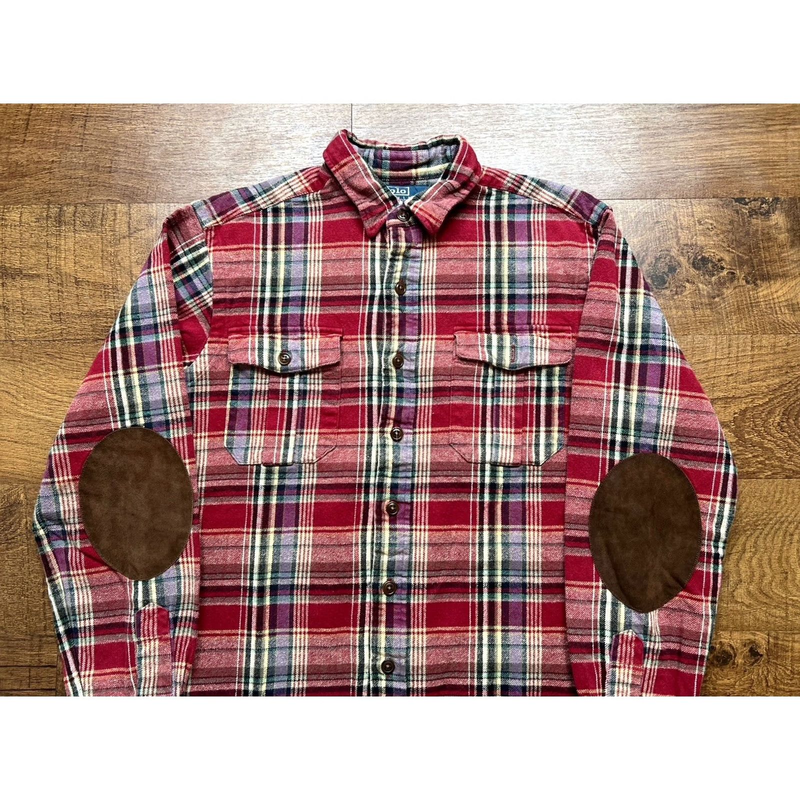 Polo Ralph Lauren Vintage Polo Ralph Lauren Plaid Flannel Shirt - Medium - Suede Elbow Patches Size US M / EU 48-50 / 2 - 2 Thumbnail