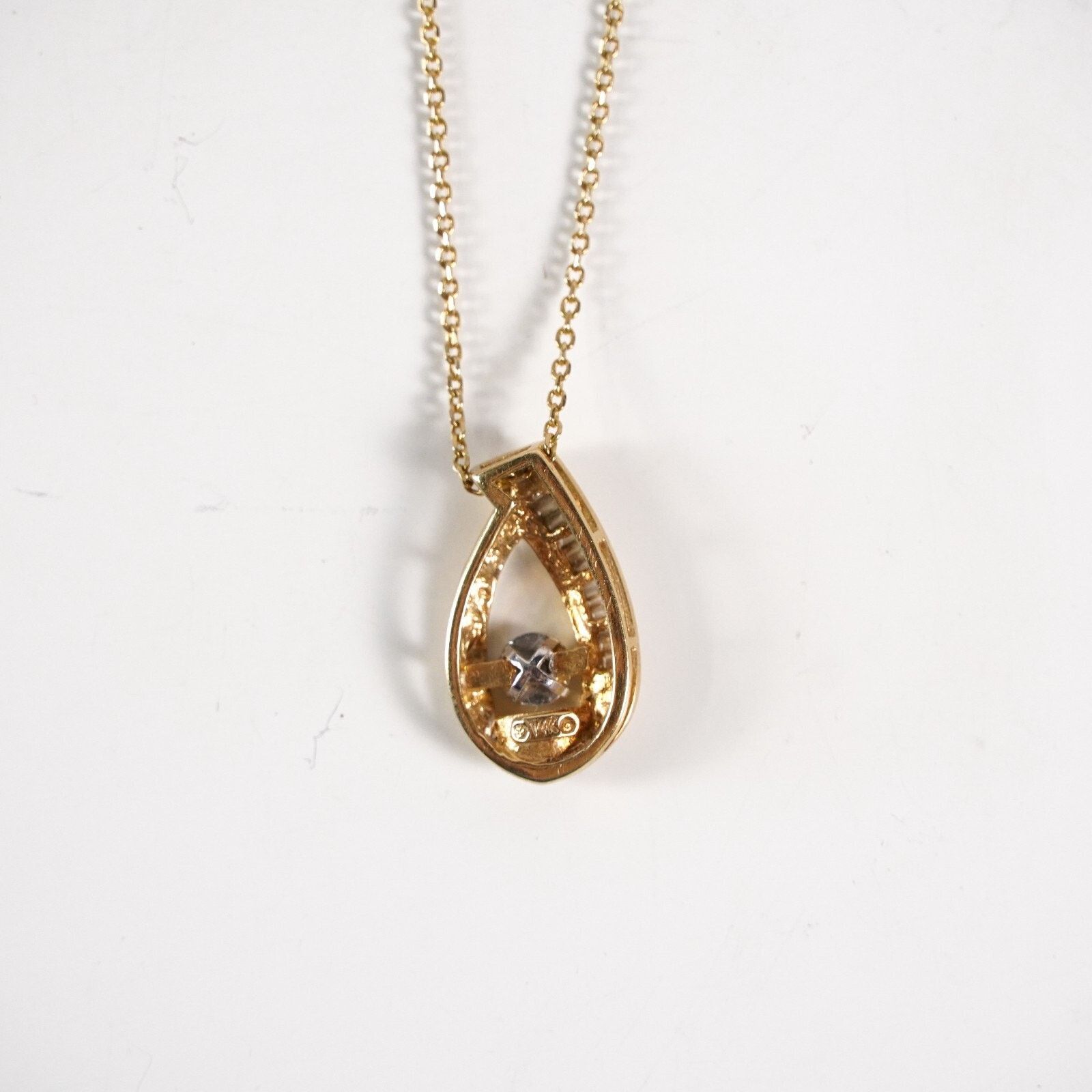 Other 0.2Ct Nat Diamonds Teardrop Pendant Solid 14K Gold Necklace Size ONE SIZE - 3 Thumbnail