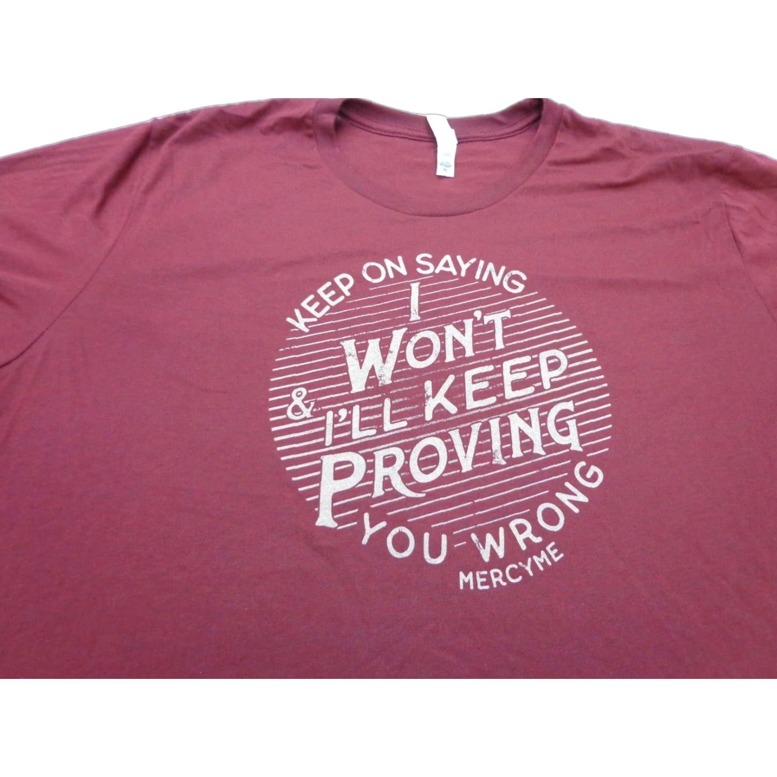 Vintage Mercy Me T Shirt Burgundy Red 3XL Bella + Canvas Short Sleeve Crew Neck Cotton Blend Graphic Print Unisex Adults Music Christian Size US XXL / EU 58 / 5 - 1 Thumbnail