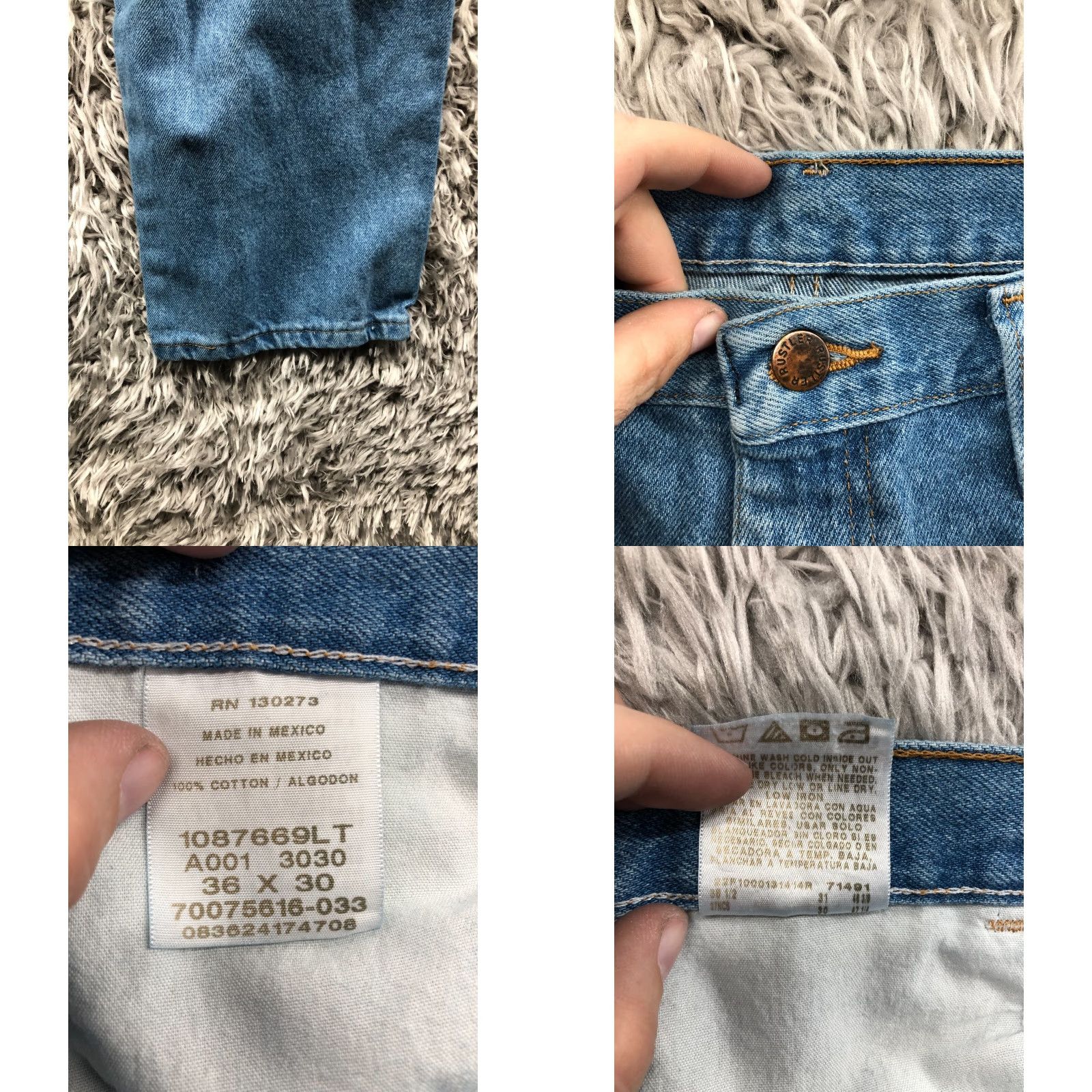 Denime Rustler Jeans 36x30 Mens Mid Rise Straight Leg Blue Denim Size US 36 / EU 52 - 8 Thumbnail