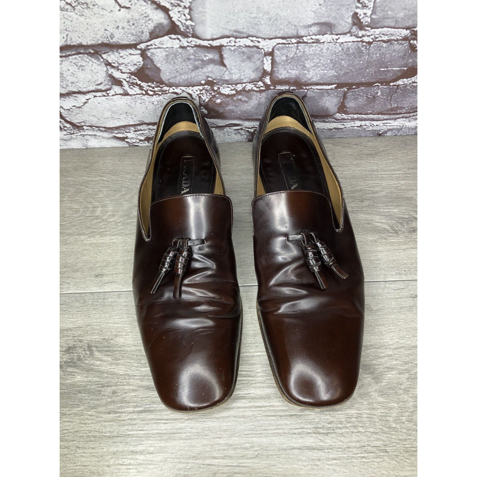 Prada Prada Milano Brown Leather Designer Tassel Loafers Dress Sho Size US 11 / EU 44 - 13 Thumbnail