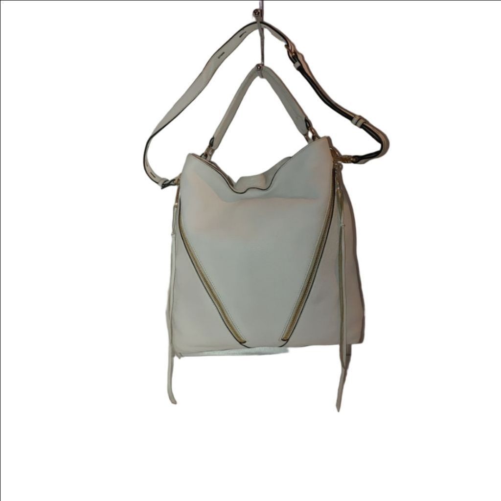 Rebecca Minkoff Rebecca Minkoff Moto Double Zip White Leather Hobo Bag Size ONE SIZE - 1 Thumbnail