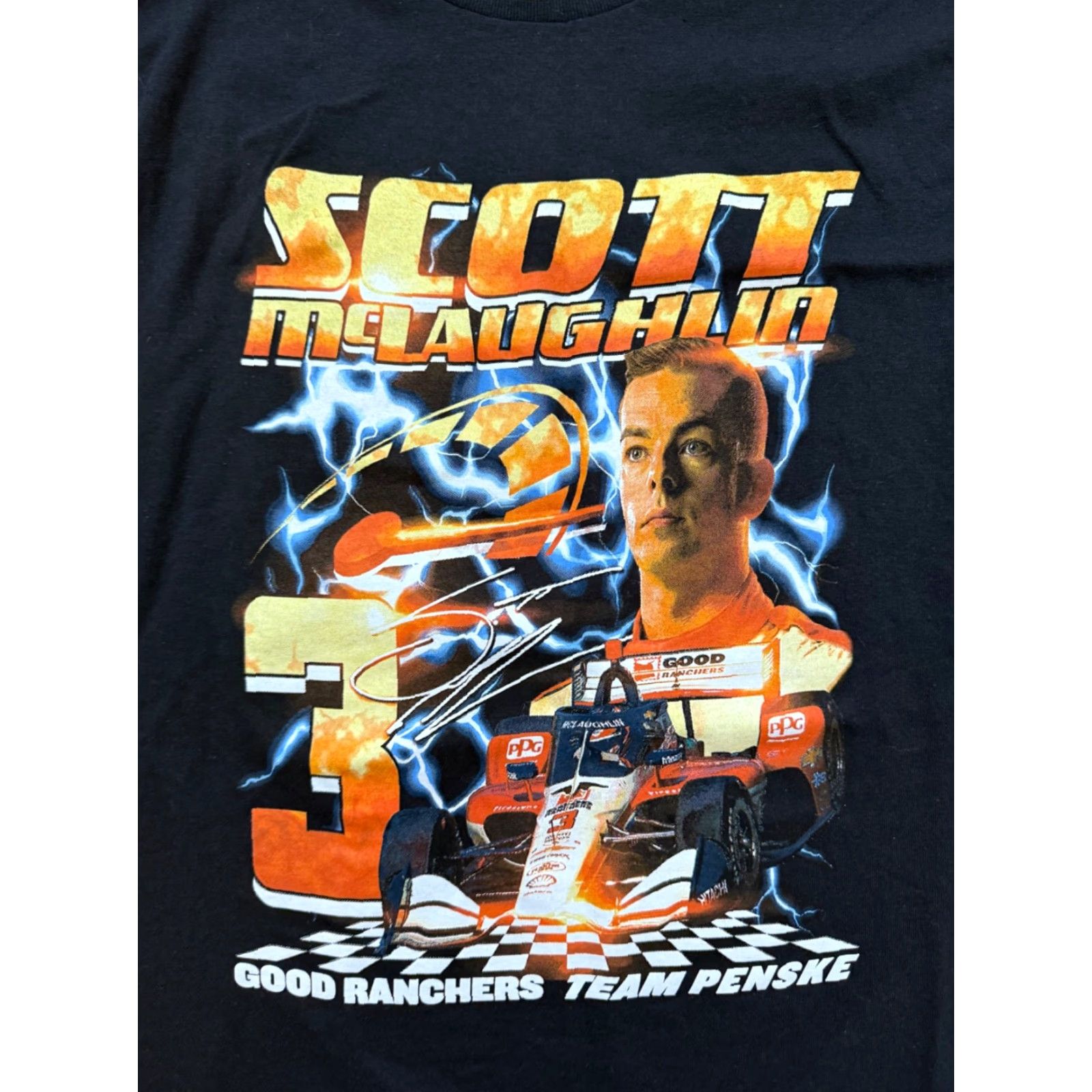 Vintage Team Penske Scott McLaughlin Black T-Shirt L Men Regular Short Sleeve USA 90s? Size US L / EU 52-54 / 3 - 3 Thumbnail