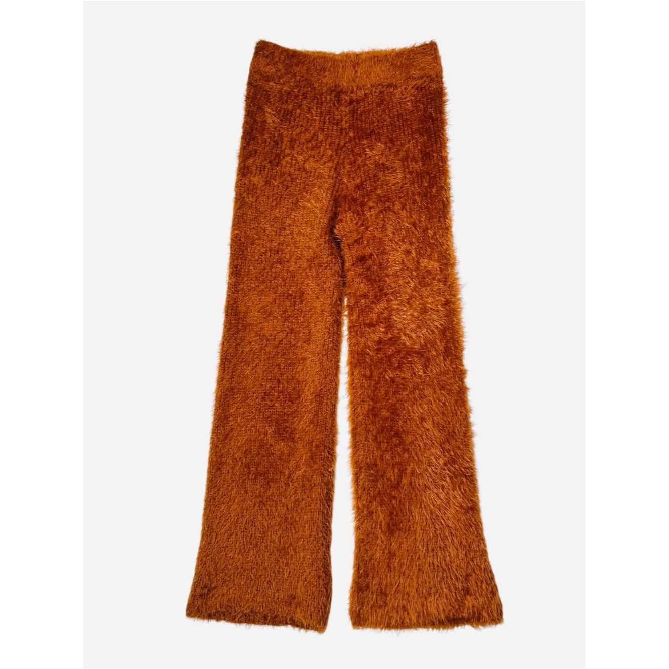 Nasty Gal Nasty Gal Plush Wide Leg Fuzzy Knit Pants in Burnt Orange S Size 28" / US 6 / IT 42 - 2 Thumbnail