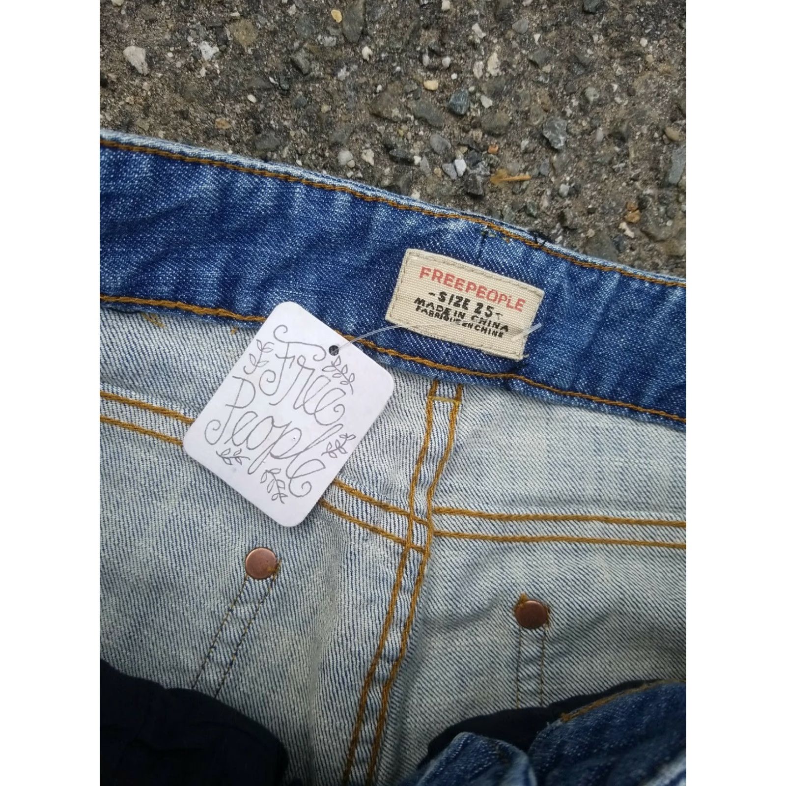 Free People Free People Denim Jeans Blue Regular 25 Women Boho 28x29 Zip Copper Rivets Size 28" / US 6 / IT 42 - 3 Thumbnail
