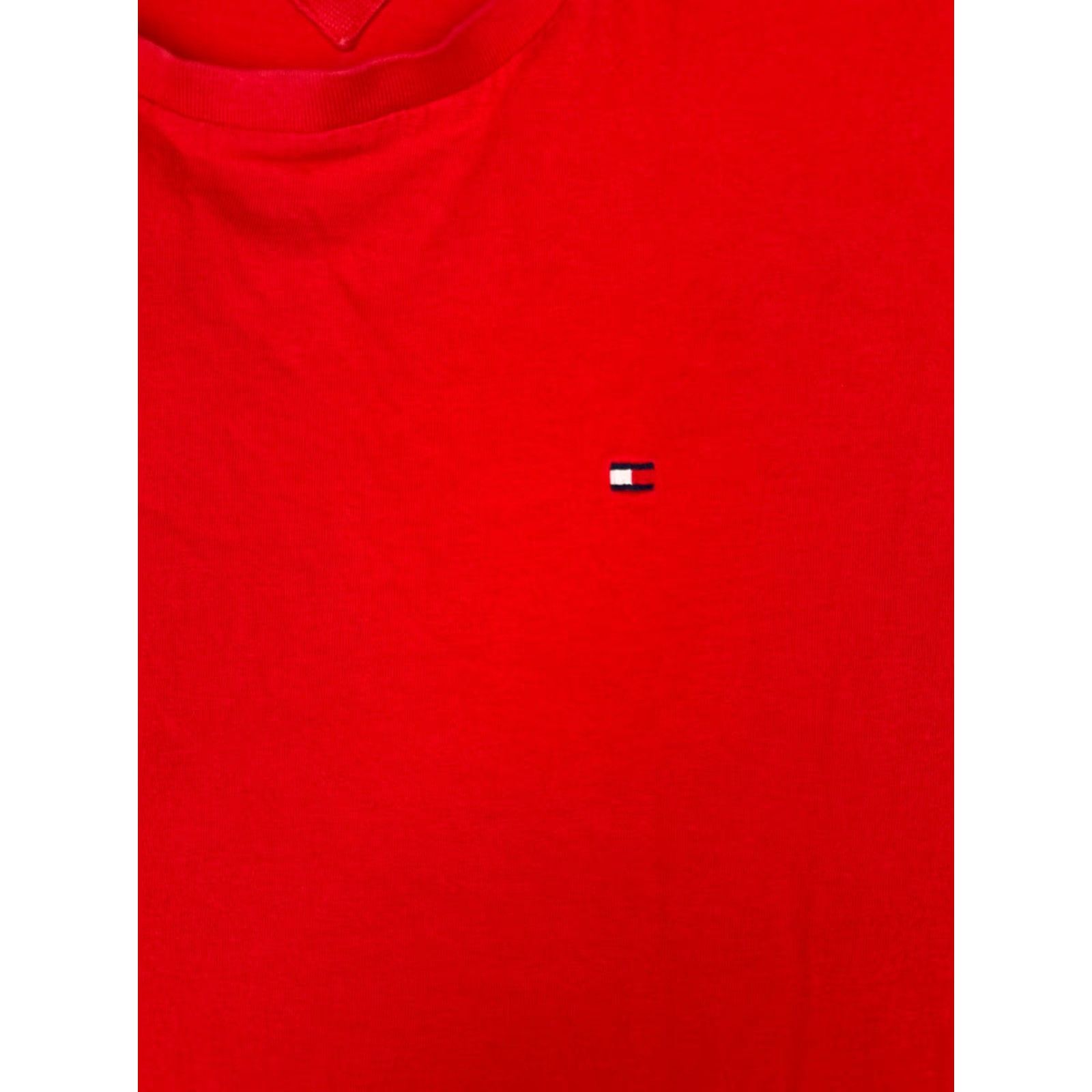 Tommy Hilfiger VINTAGE Tommy Hilfiger Shirt Adult XL Red Short Sleeve Crew Neck 100% Cotton Logo Men Size US XL / EU 56 / 4 - 6 Thumbnail