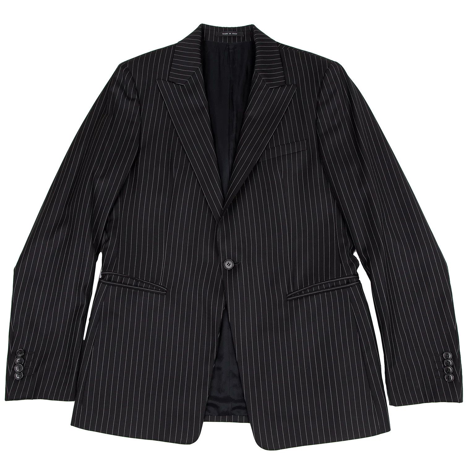 Emporio Armani Stripe Wool Jacket in Black Size 50 Size US M / EU 48-50 / 2 - 1 Thumbnail