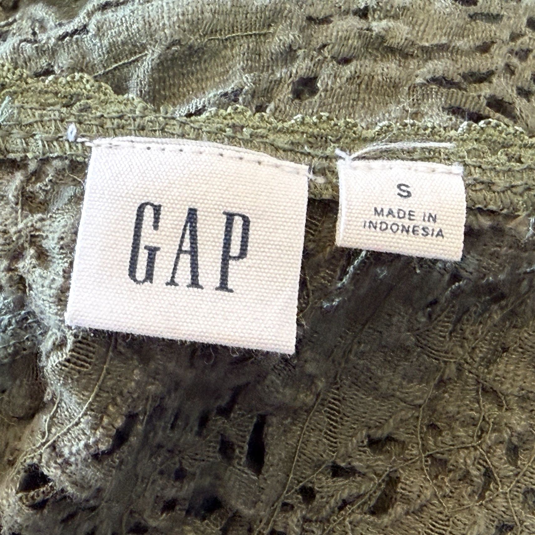 Gap VINTAGE Gap Top Womens S Army Green Pucker Lace Long Sleeve Round Neck Y2K Fairy Size S / US 4 / IT 40 - 5 Thumbnail