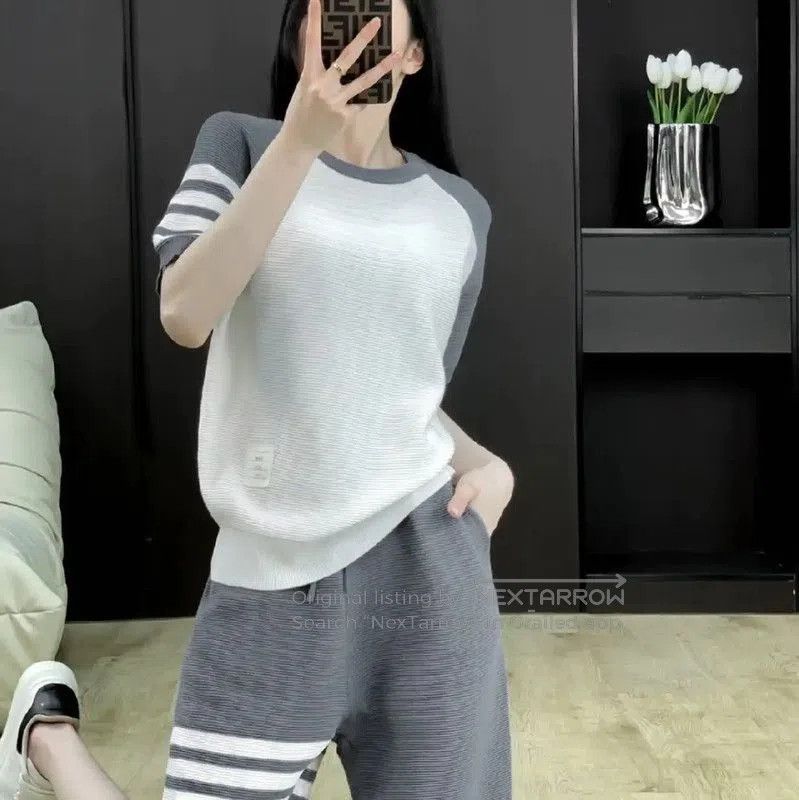 Thom Browne Thom Browne Men's Gray Striped Cotton Shorts . Size US 32 / EU 48 - 9 Thumbnail