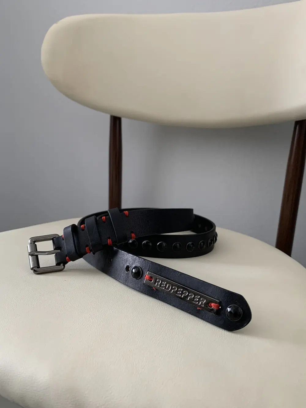 Genuine Leather 2000s Redpepper Studded Lesther Belt Archive Japan Size 32 - 6 Thumbnail