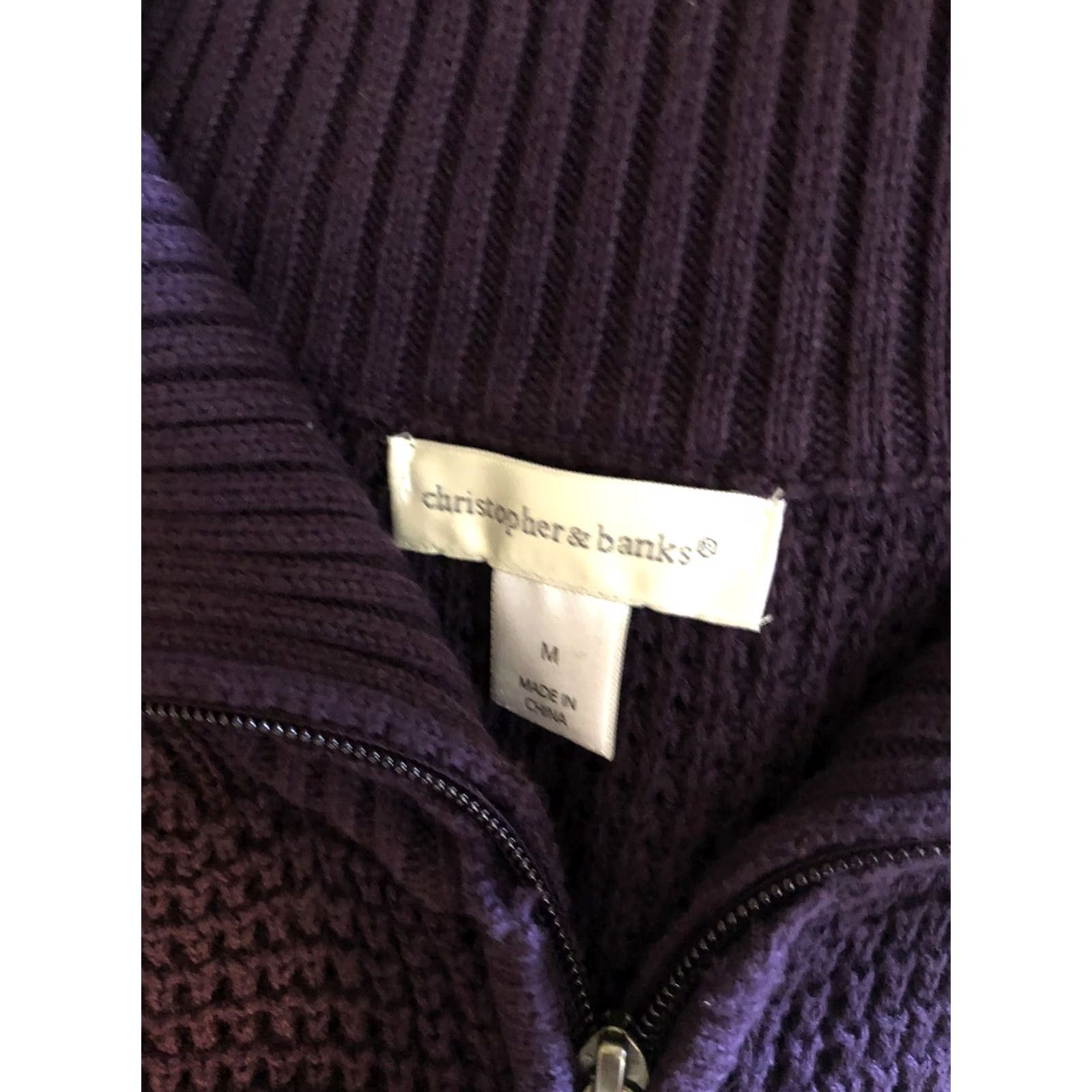 Vintage Christopher Banks Sweater Vest Purple Zip Front Sleeveless Convertible Collar M Size M / US 6-8 / IT 42-44 - 4 Thumbnail