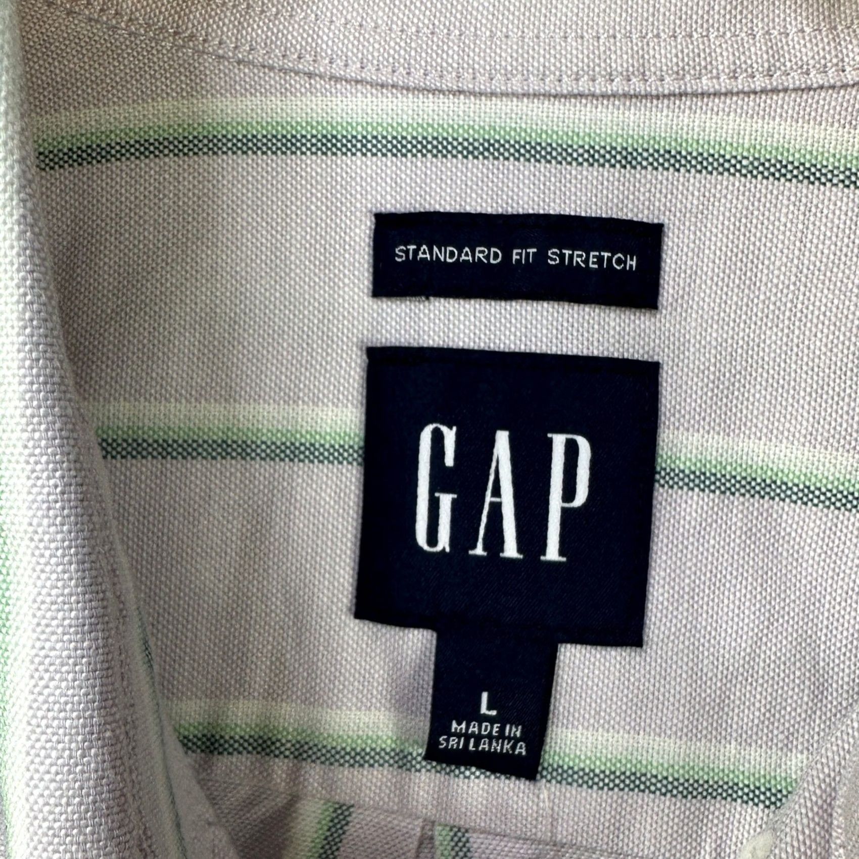 Gap Gap Mens Button-Down Shirt Large White Green Striped Pocket Stretch Casual NEW Size US L / EU 52-54 / 3 - 5 Thumbnail