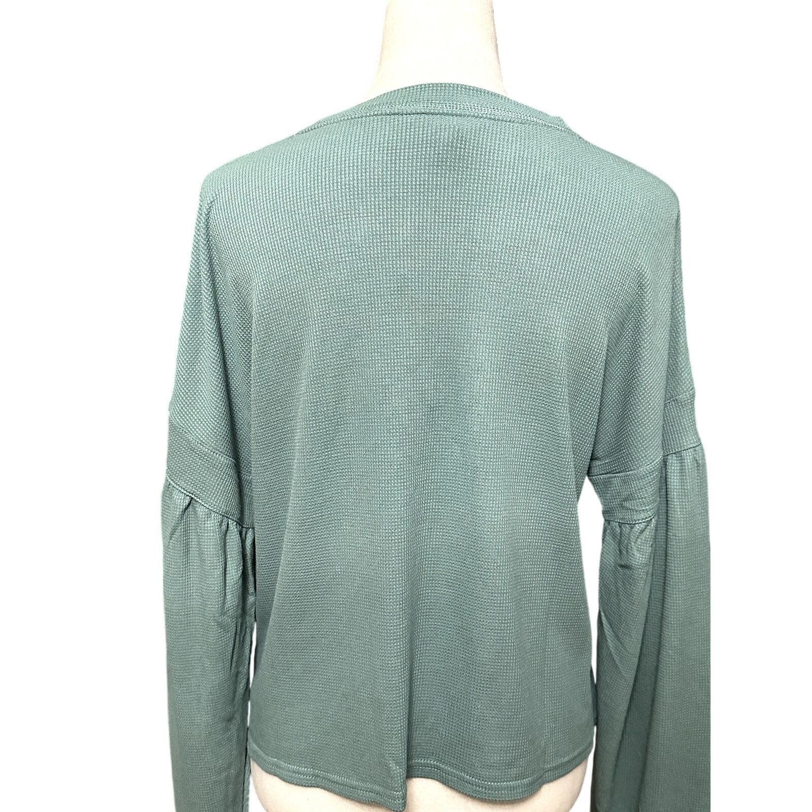 Other Weatherproof Vintage Top Waffle Knit Bishop Sleeve Green NWT Size S / US 4 / IT 40 - 6 Thumbnail