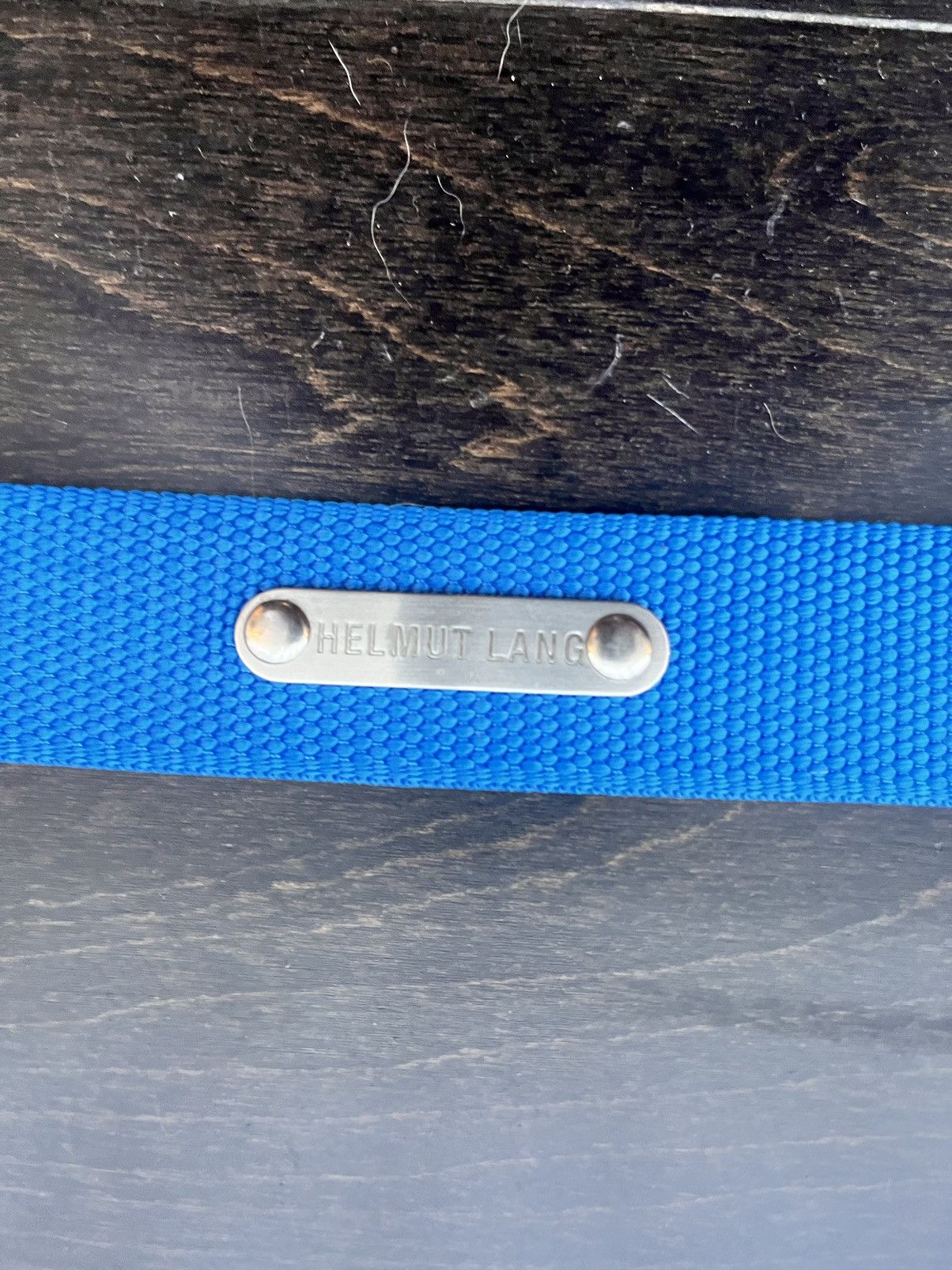 Helmut Lang Blue Web Belt with Anodized Buckle Size 26 - 2 Thumbnail