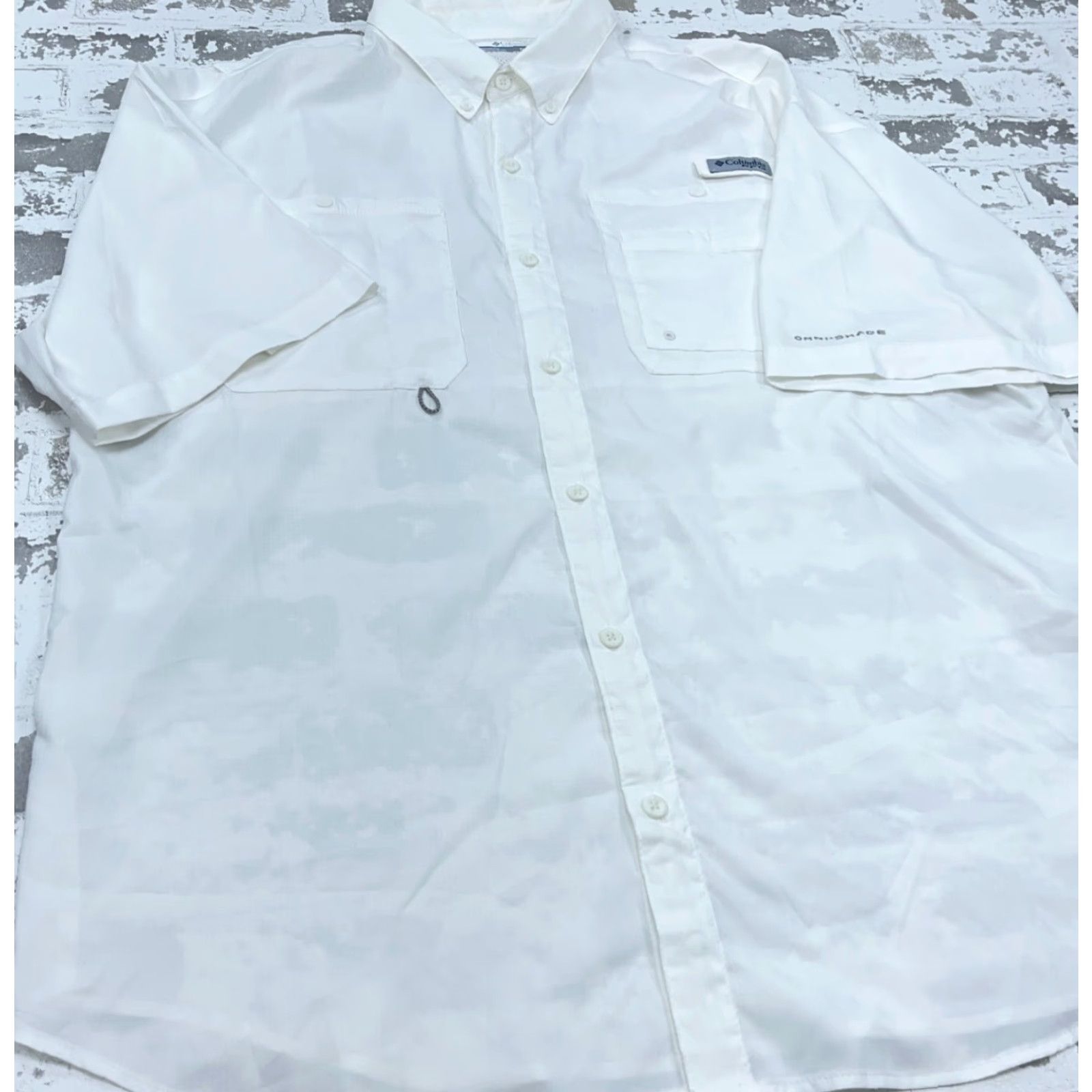 Vintage Columbia PFG Shirt Men XL White Button-Up Performance Fish Gear Vented Outdoor Seasonal UV Pockets Logo Omni-Shade Old-Season? Size US XL / EU 56 / 4 - 6 Thumbnail
