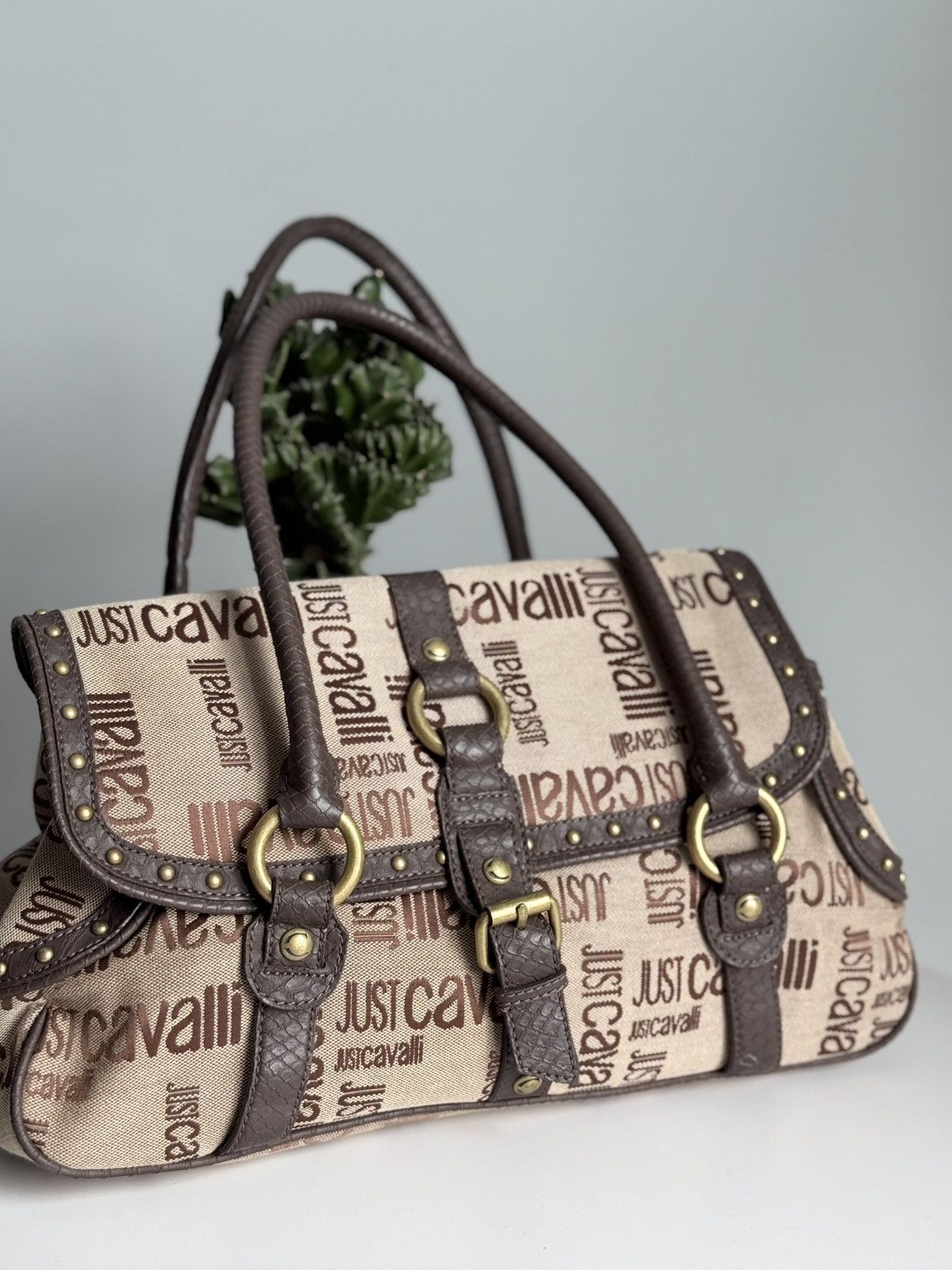 Just Cavalli Just Cavalli Monogram Canvas Leather Bag Shoulder Bag Size ONE SIZE - 4 Thumbnail