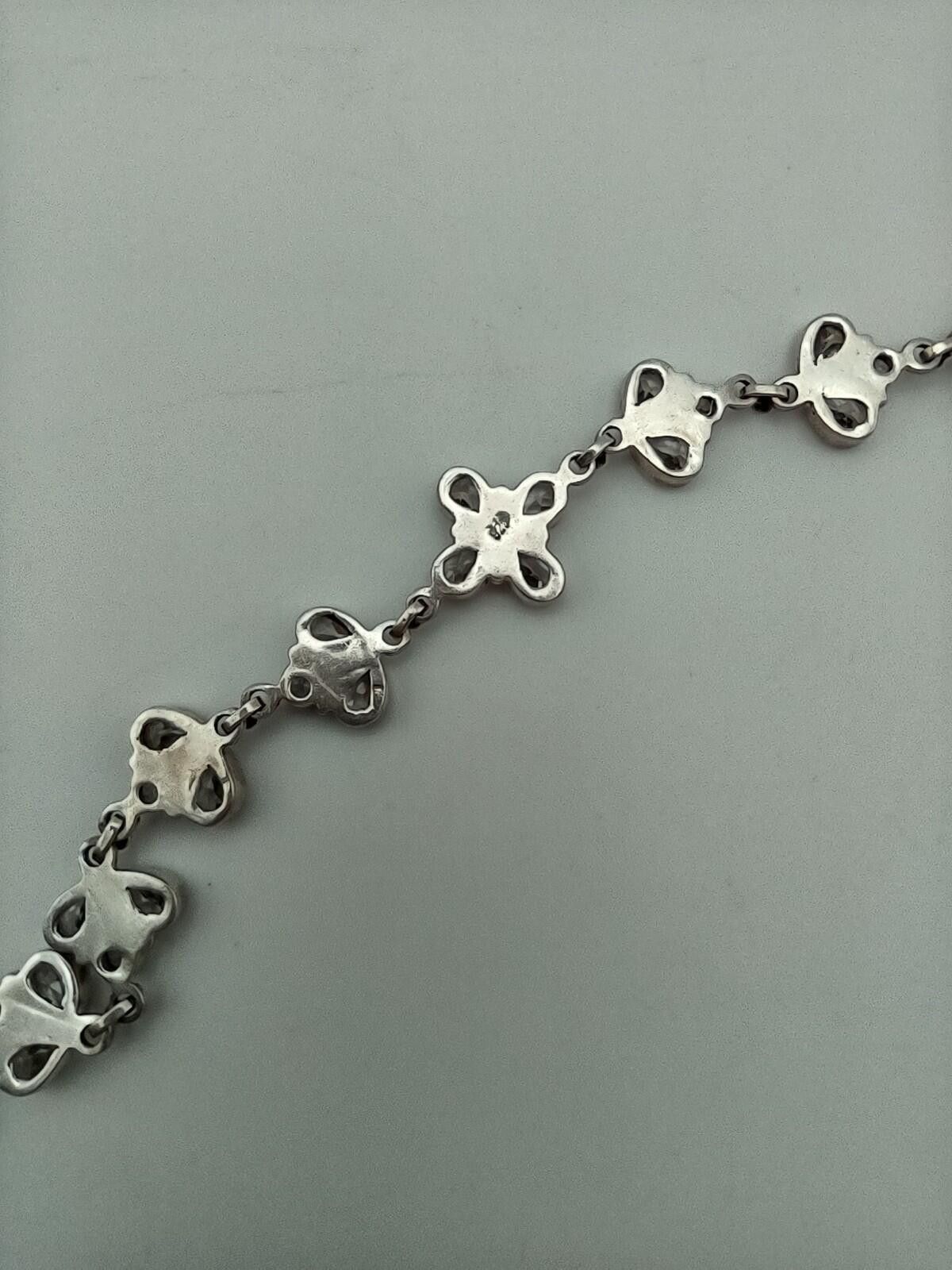 The Unbranded Brand Sterling Silver CZ Cluster Bracelet 8” 925 Pear Cut Size ONE SIZE - 4 Thumbnail