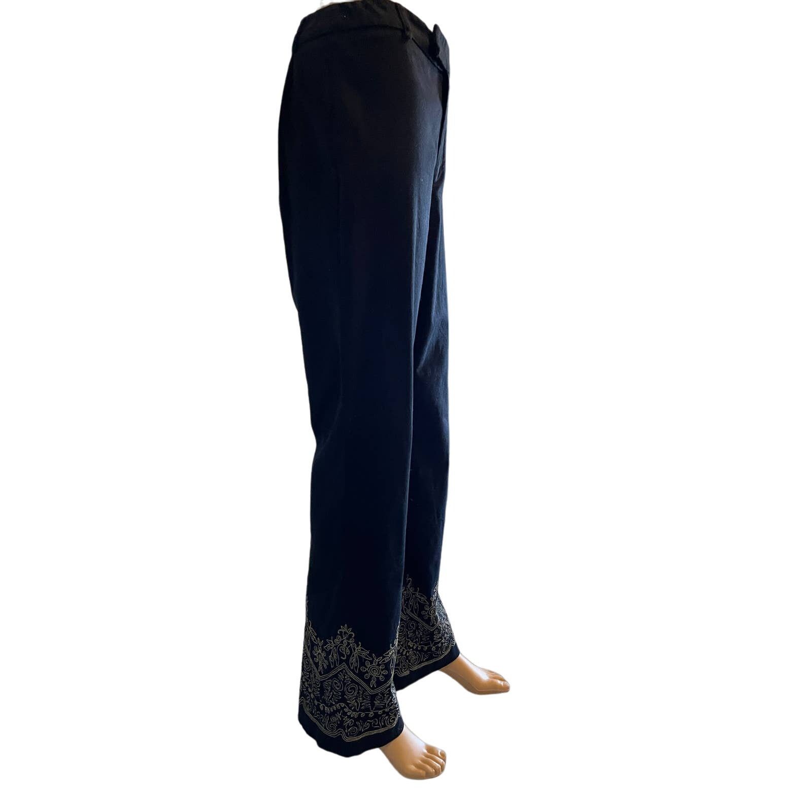 Vintage Vintage 90's Dana Buchman Black Pants with Embroidery Size 6 Size 28" / US 6 / IT 42 - 9 Thumbnail