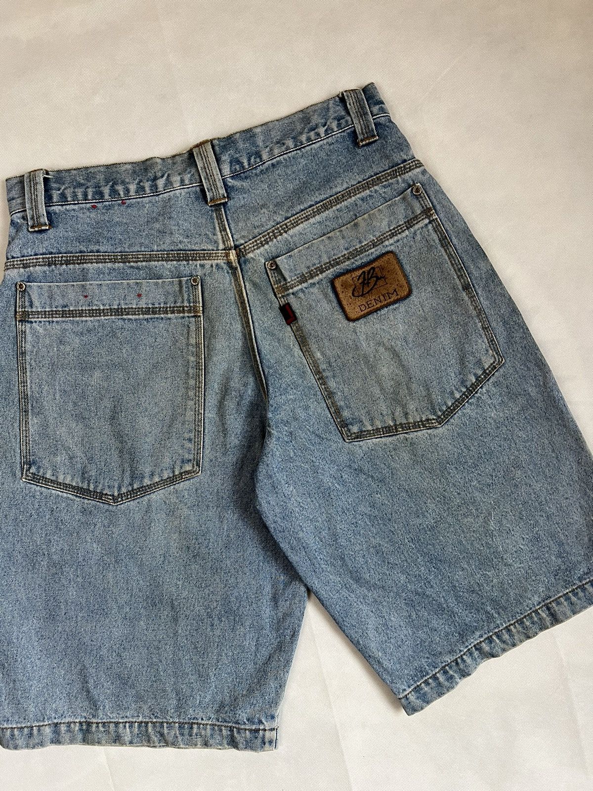 Ecko Unltd. Vintage Y2K Fubu Denim Leather Patch Baggy Jorts Size US 34 / EU 50 - 12 Thumbnail