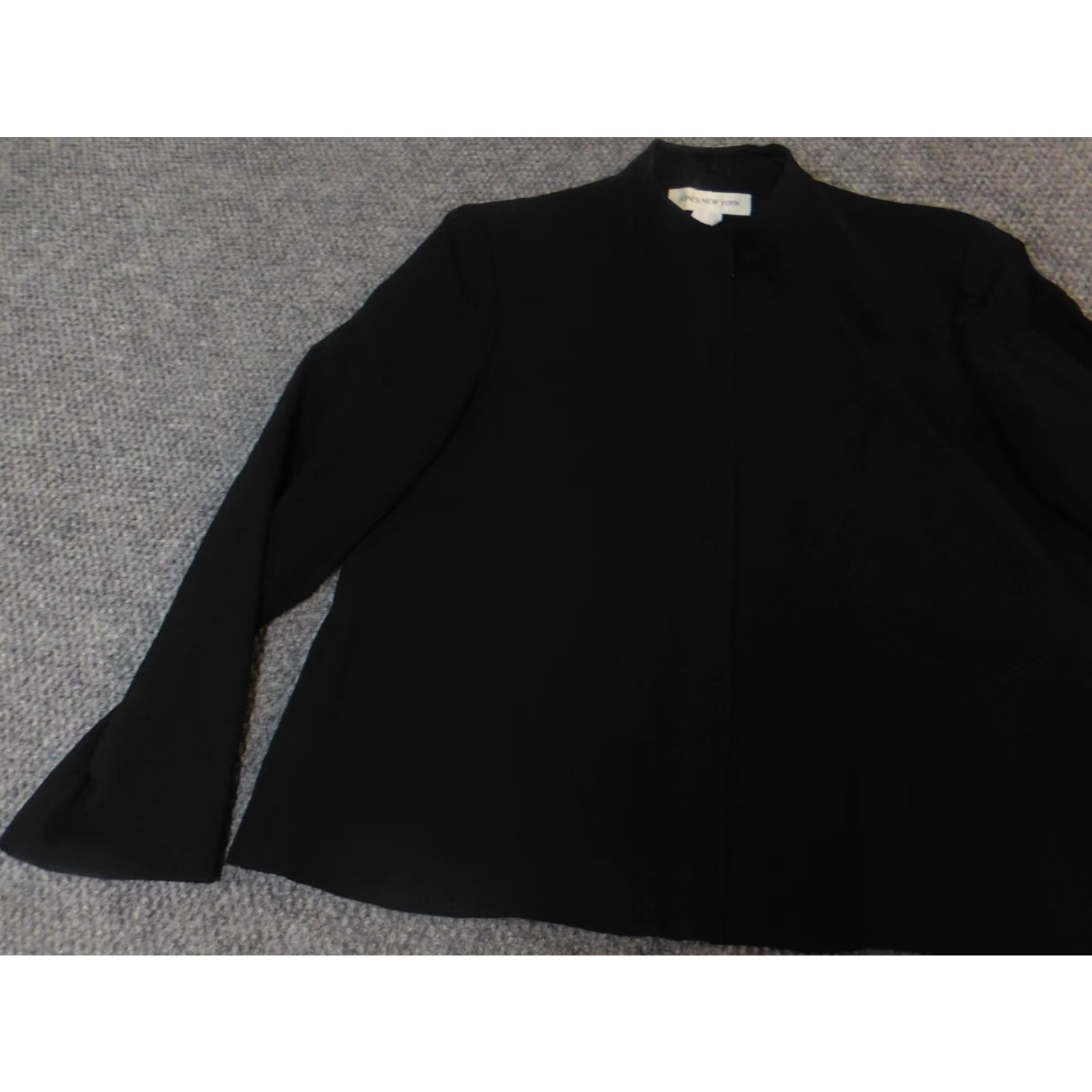 Jones New York Jones New York Womens Jacket Blazer Knit Cotton Long Sleeve Zip Black 14 Casual Winter Buttons Collared Regular Mid-Length Vintage No Size XL / US 12-14 / IT 48-50 - 3 Thumbnail