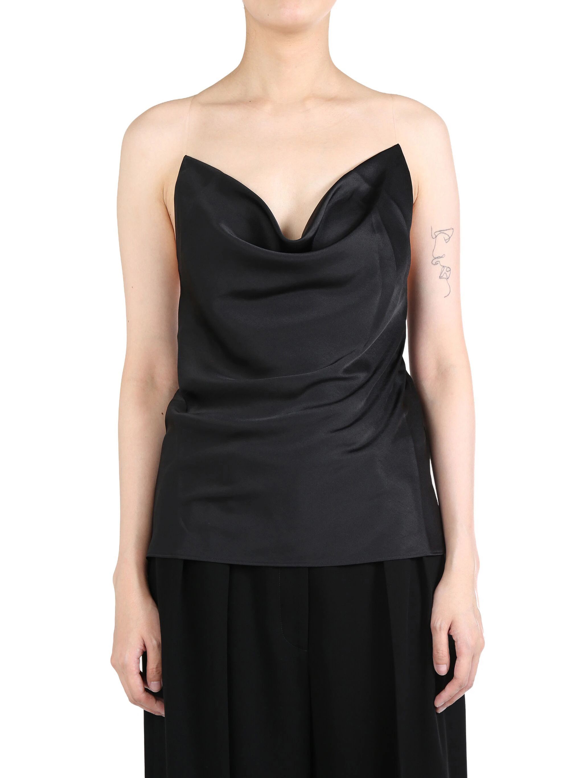 Y/Project o1s22i1n0924 Satin Draped Neckline Mini Dress in Black Size S / US 4 / IT 40 - 1 Thumbnail
